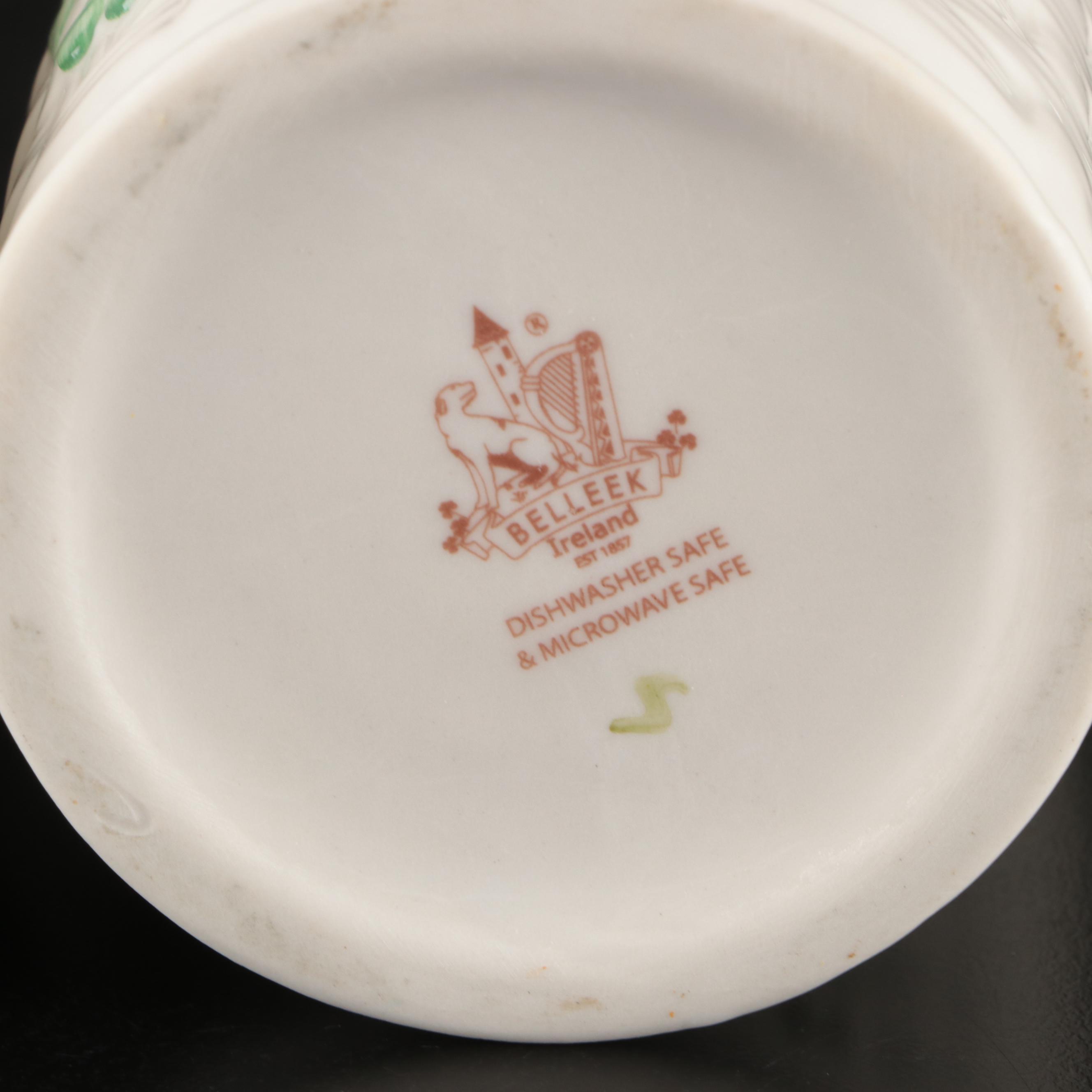 Belleek Ireland Porcelain Mugs and Cups with Other Table Accessories