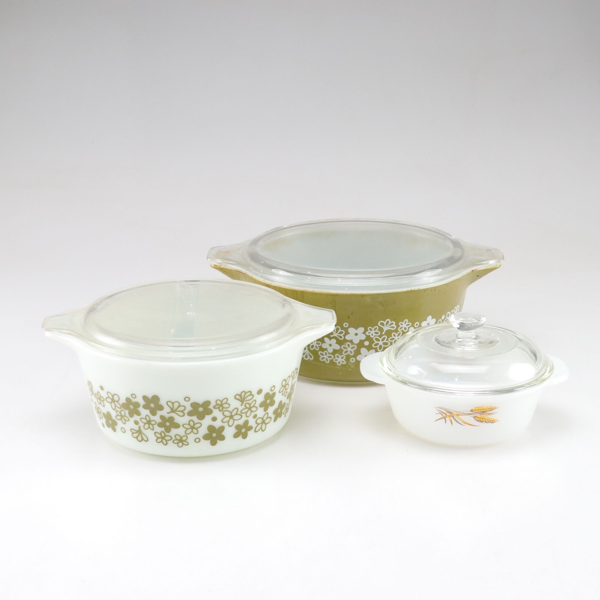 Pyrex and Anchor Hocking Lidded Casseroles, Mid to Late 20th Century