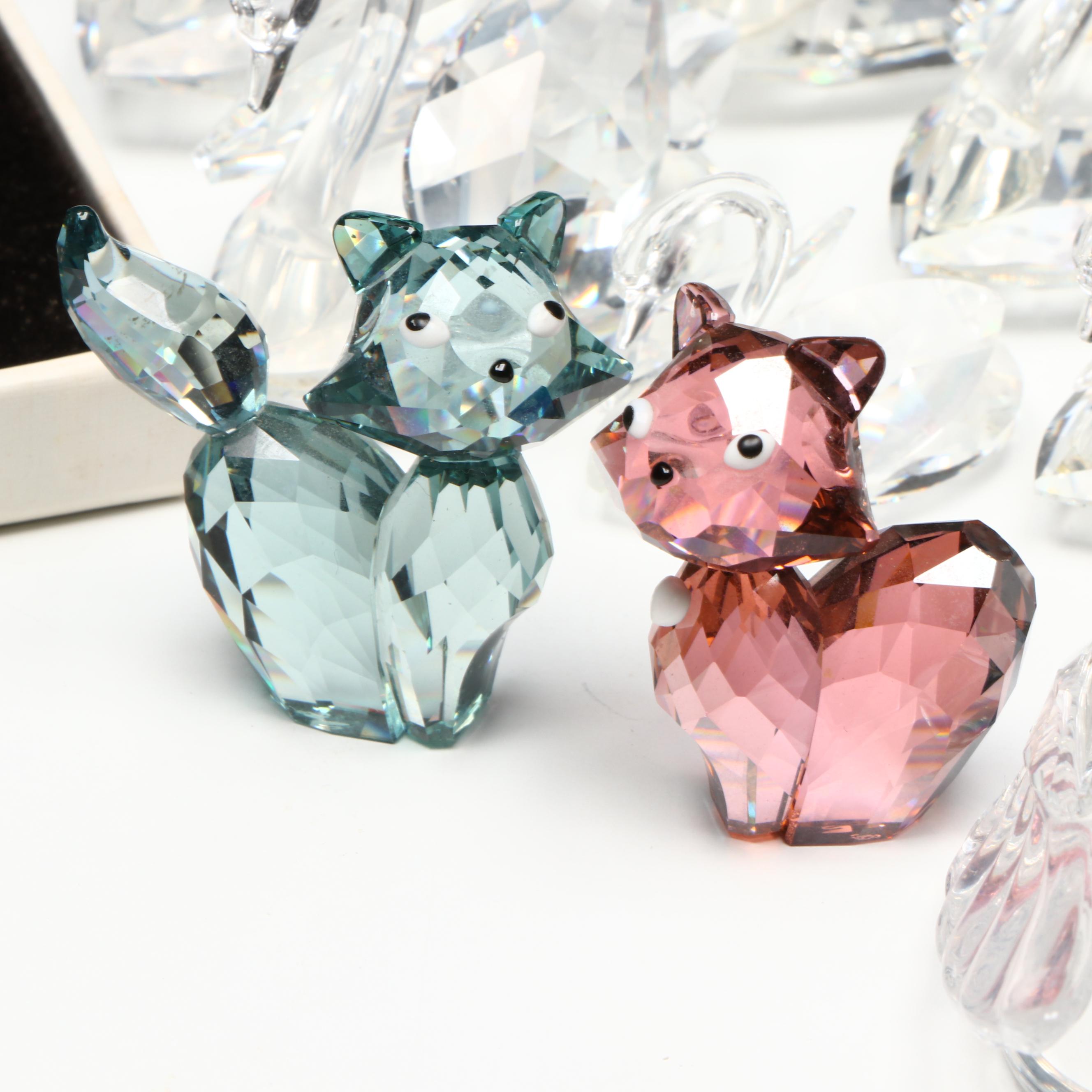 Swarovski Crystal Figurines and Pin with Murano Glass Birds