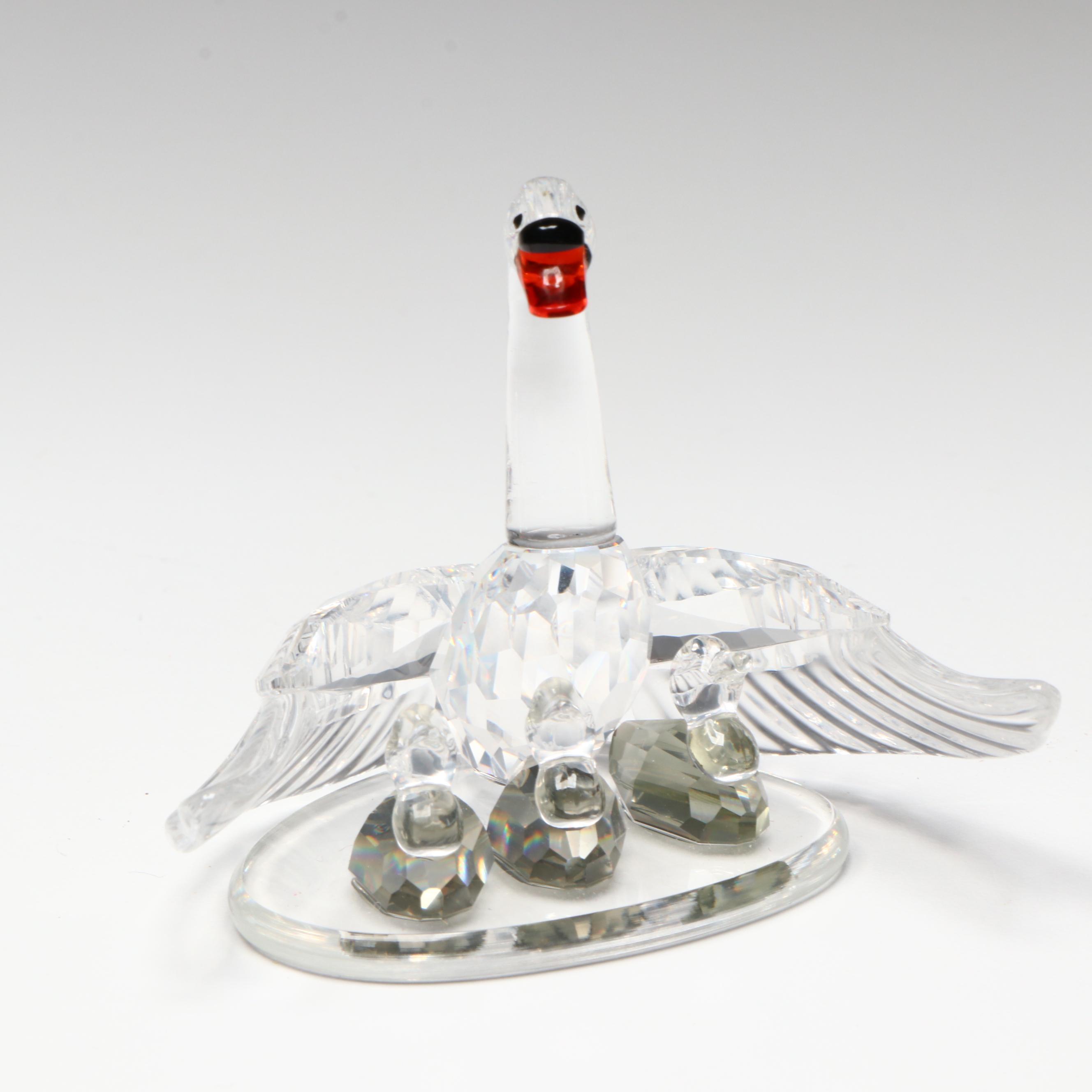 Swarovski Crystal Figurines and Pin with Murano Glass Birds