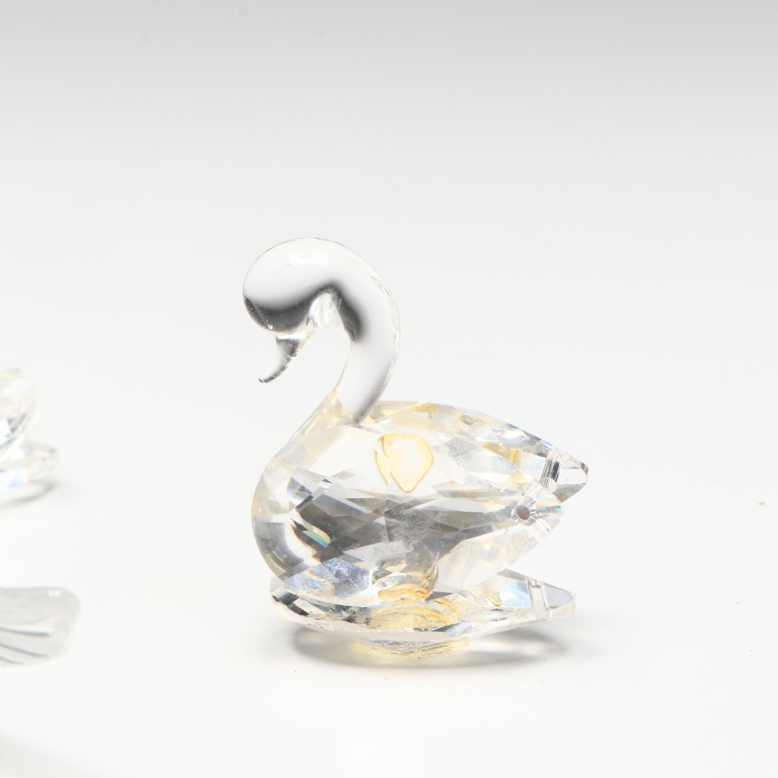 Swarovski Crystal Figurines and Pin with Murano Glass Birds