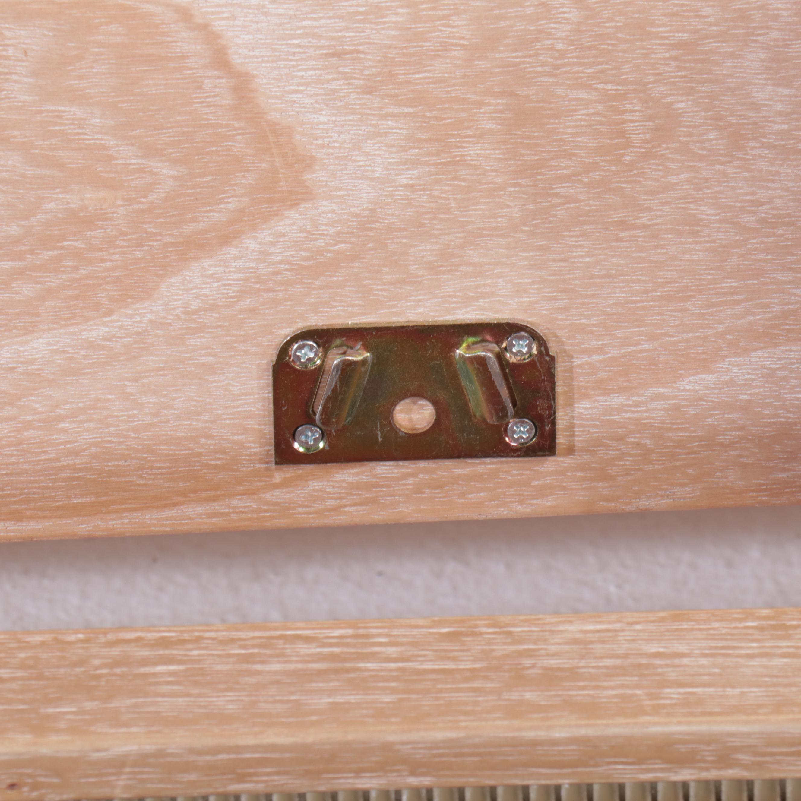 Arhaus Linen Upholstered Whitewashed Wood Queen Size Bed Frame