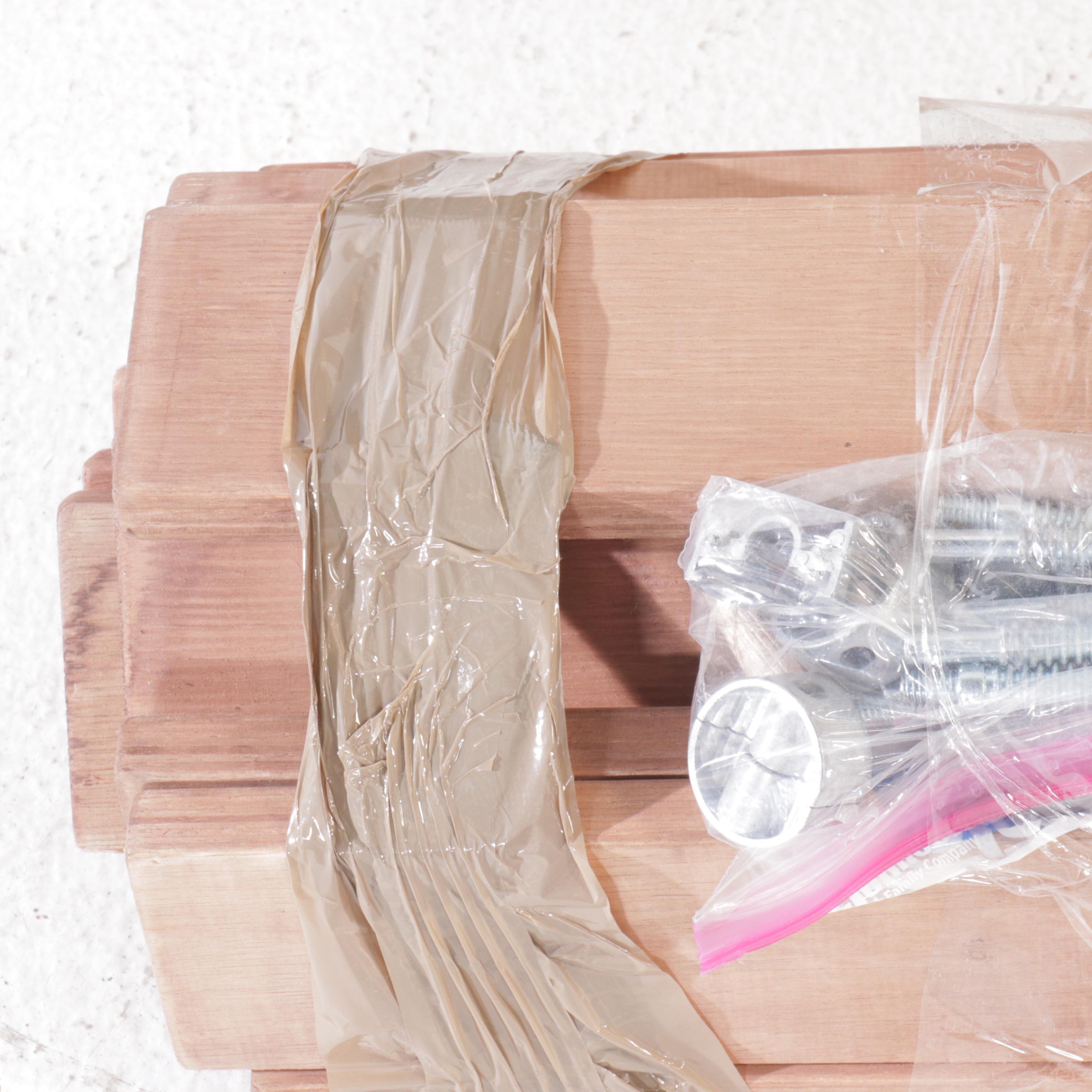 Arhaus Linen Upholstered Whitewashed Wood Queen Size Bed Frame