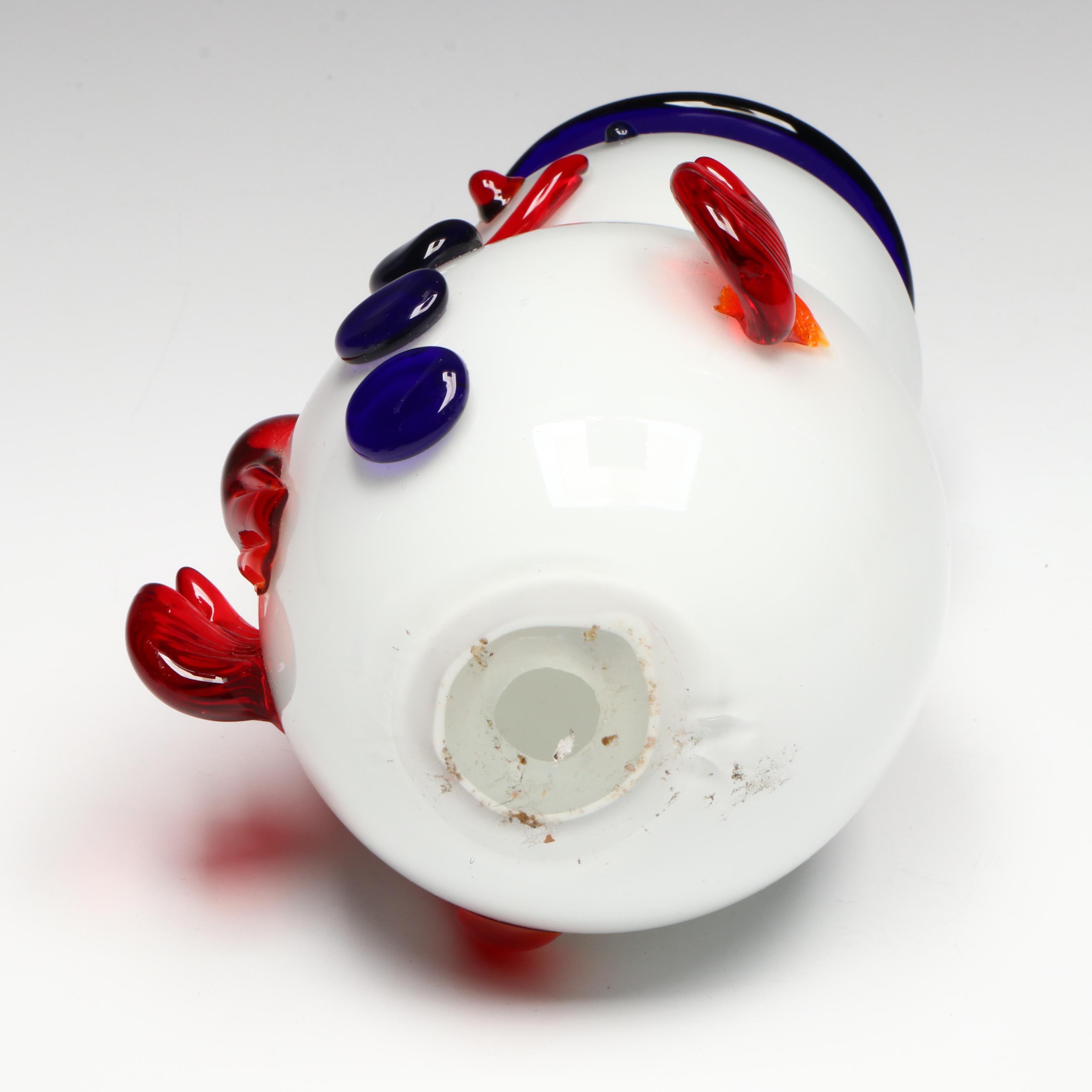 Snowman Glass Figure with Top Hat Glass Ashtrays and Egg Paperweight