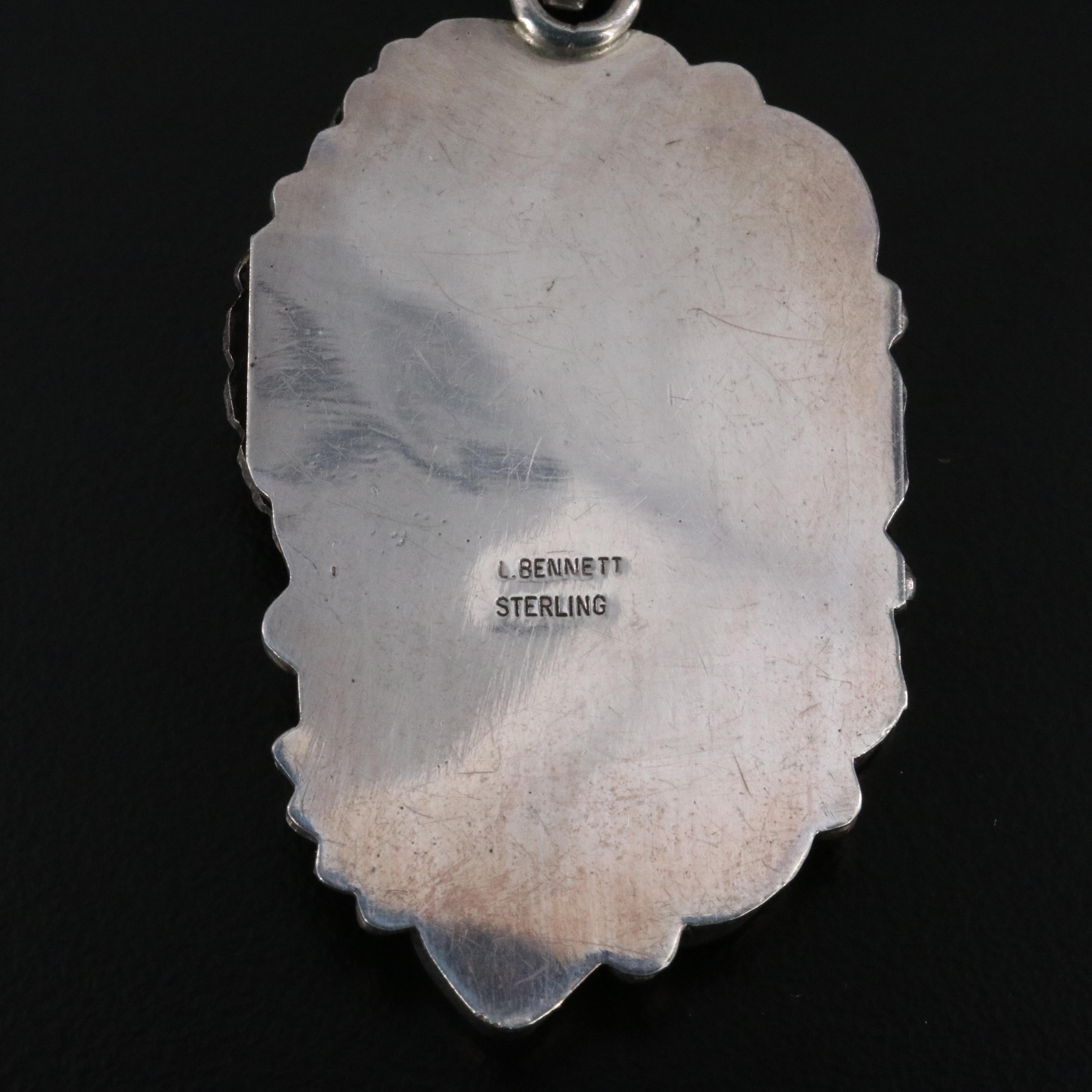 Lee Bennett Navajo Diné Sterling Turquoise and Gemstone Pendant