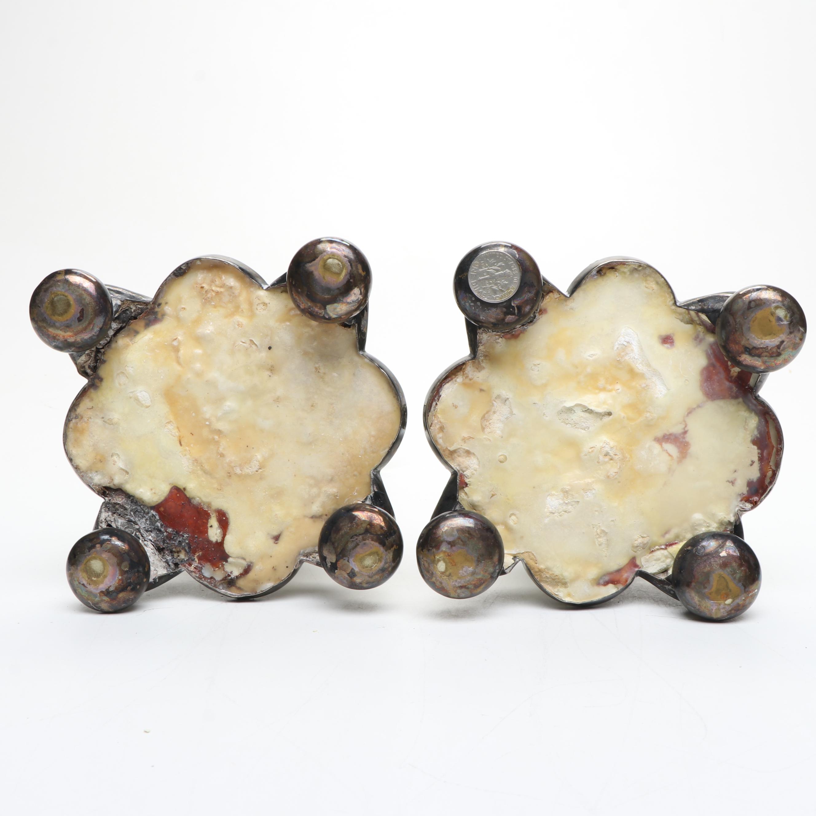 Continental European Baroque Style Silver Plate Candlesticks, 19th Century