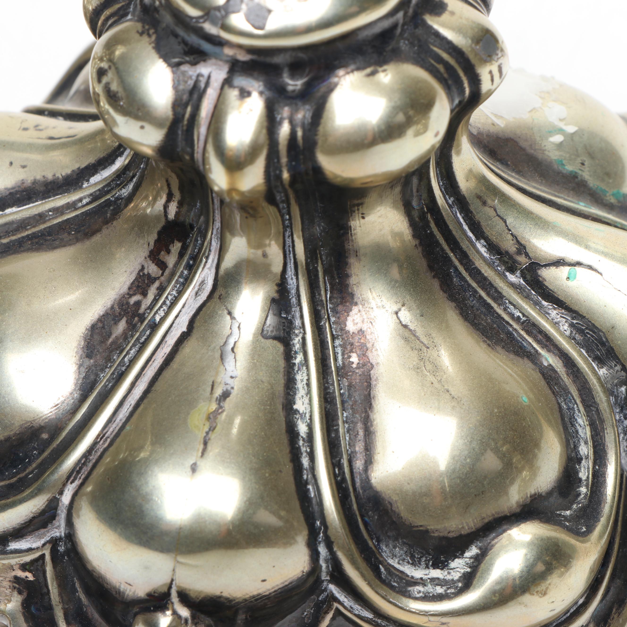 Continental European Baroque Style Silver Plate Candlesticks, 19th Century