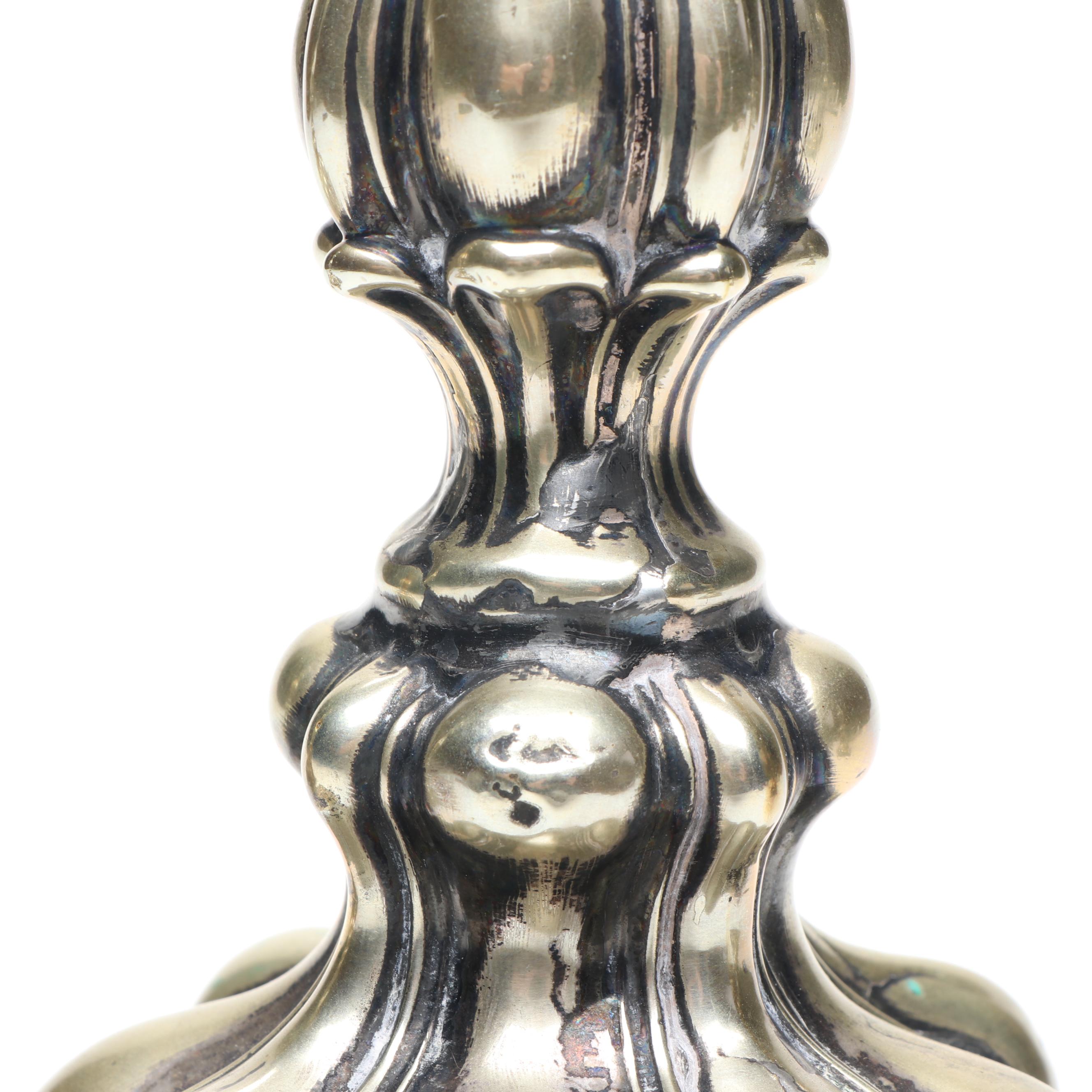 Continental European Baroque Style Silver Plate Candlesticks, 19th Century