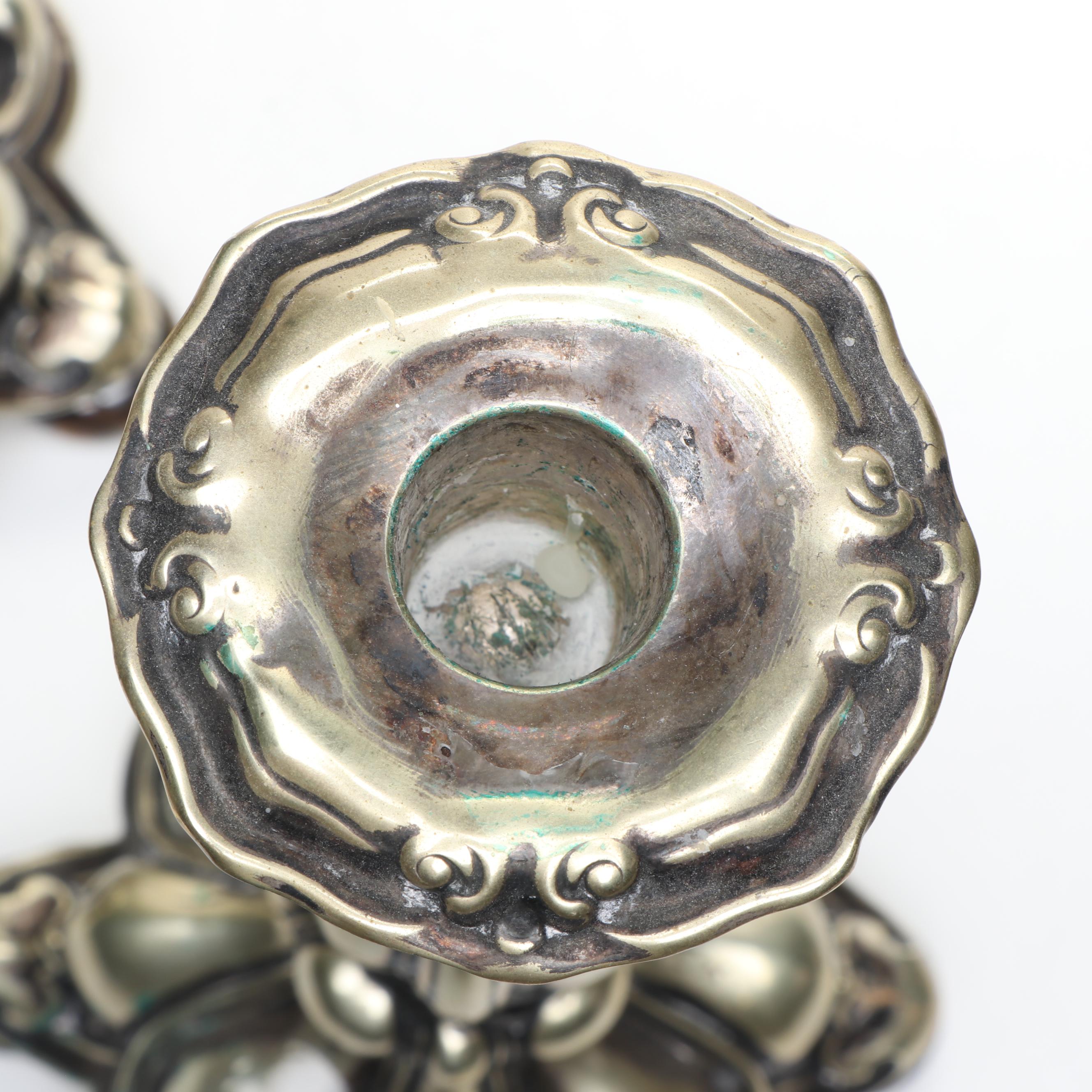 Continental European Baroque Style Silver Plate Candlesticks, 19th Century