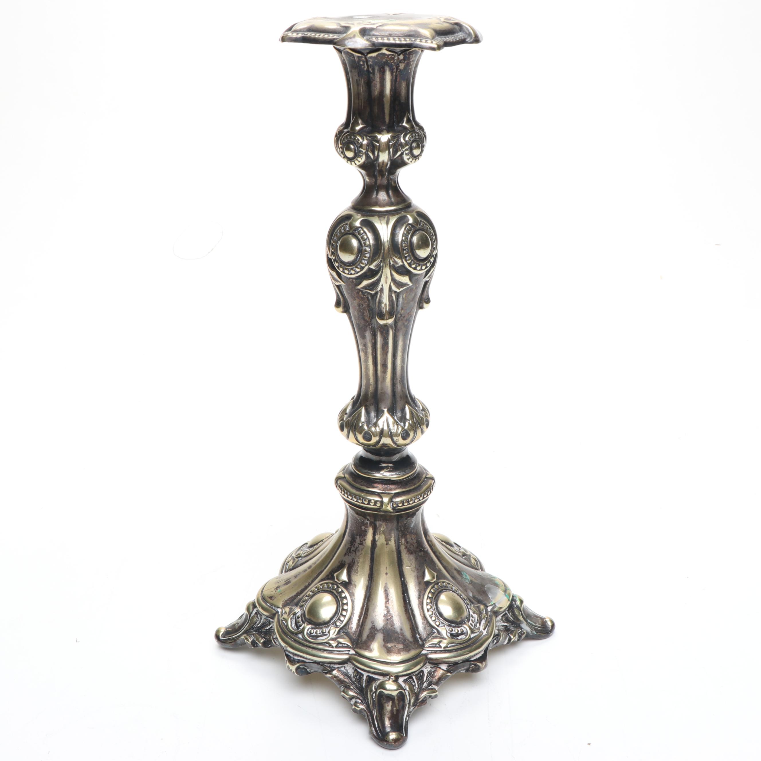 Continental European Baroque Style Silver Plate Candlesticks, 19th Century