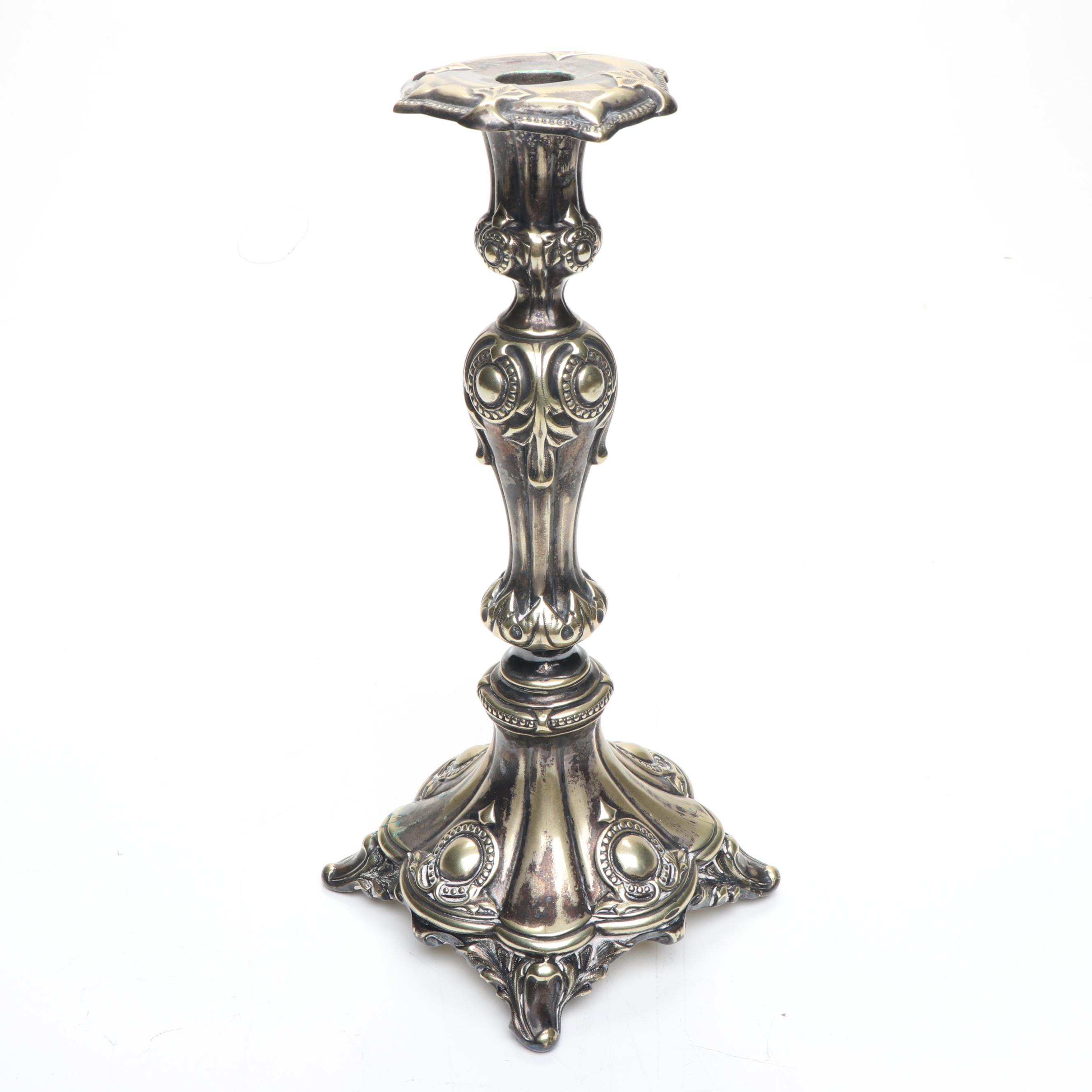 Continental European Baroque Style Silver Plate Candlesticks, 19th Century