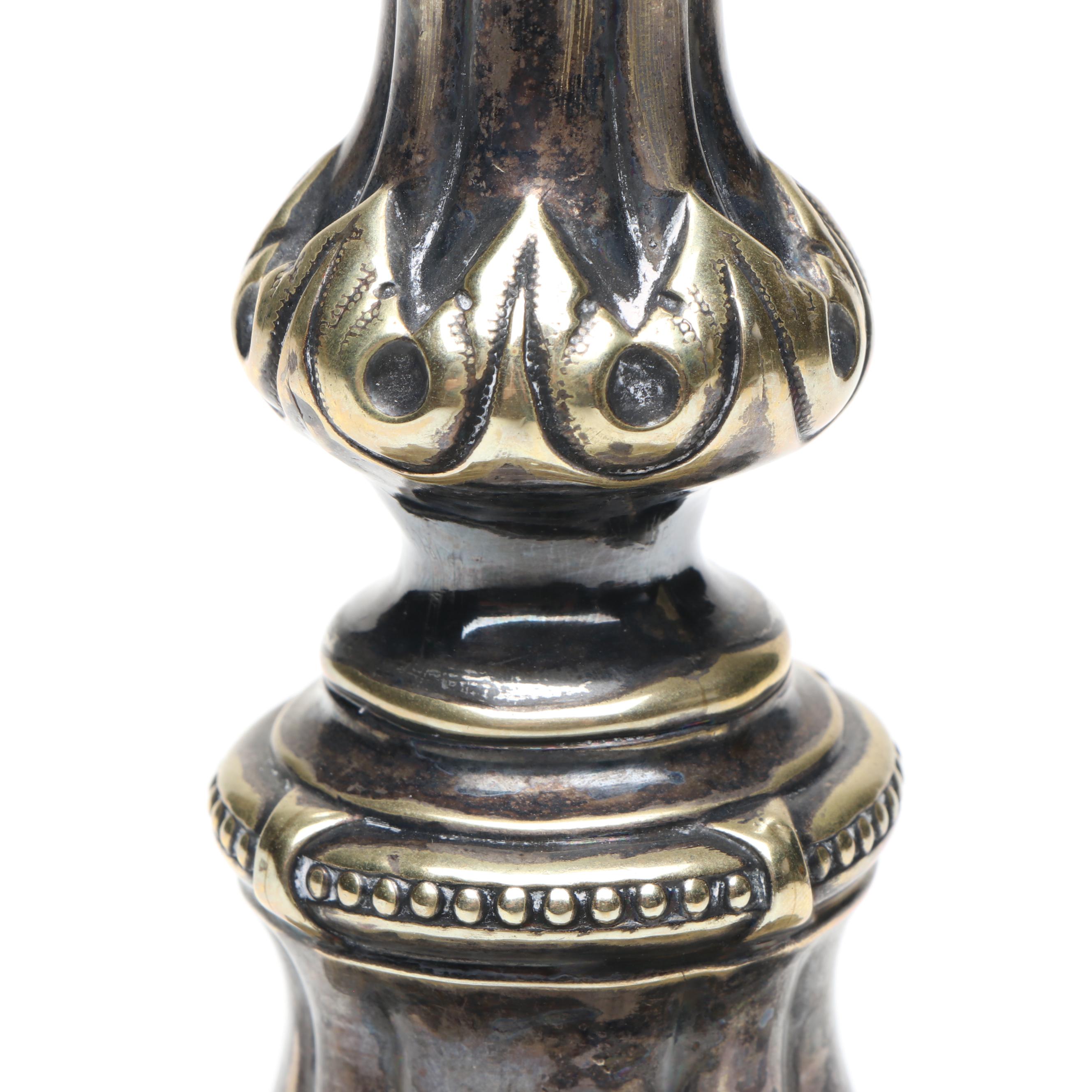 Continental European Baroque Style Silver Plate Candlesticks, 19th Century