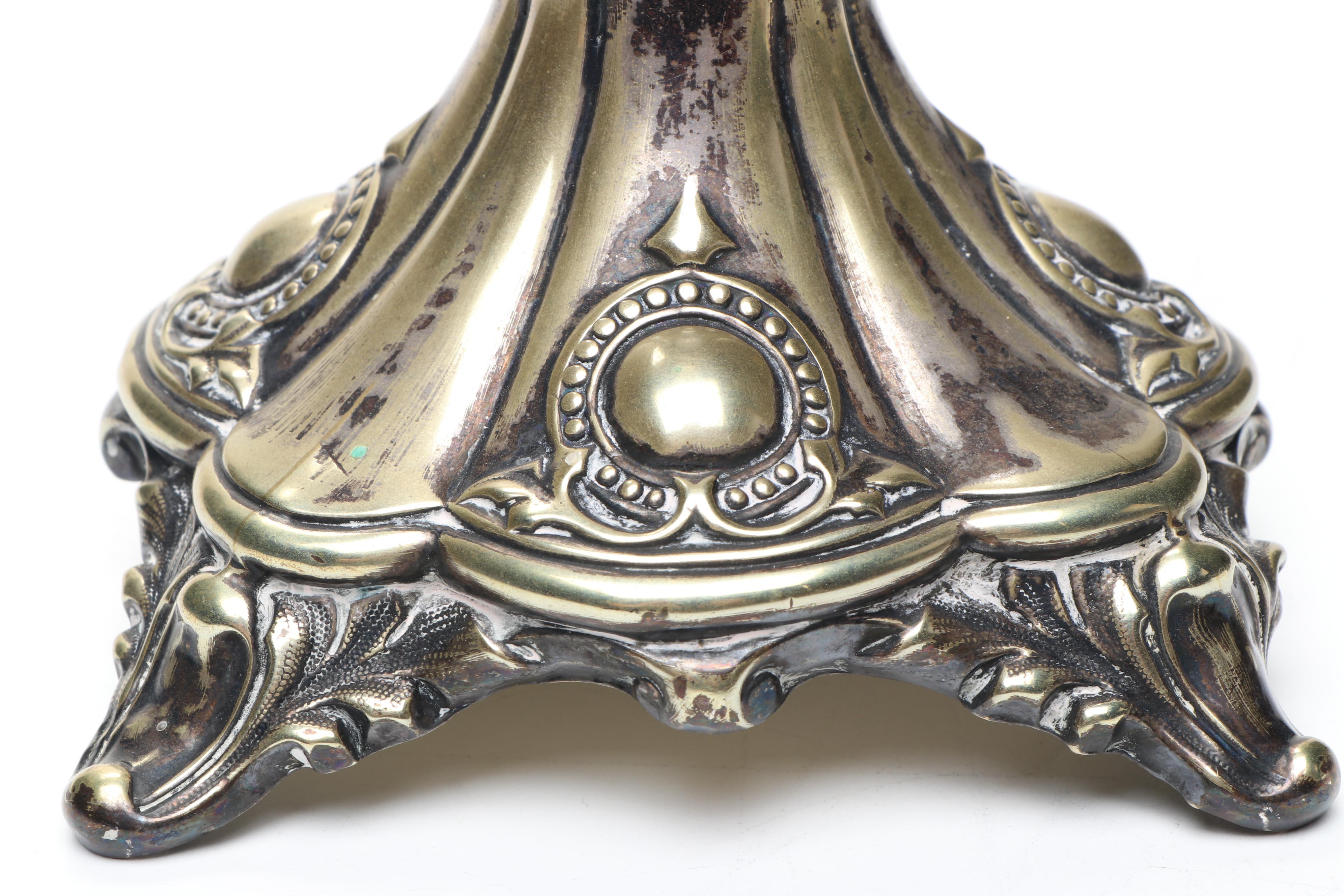 Continental European Baroque Style Silver Plate Candlesticks, 19th Century