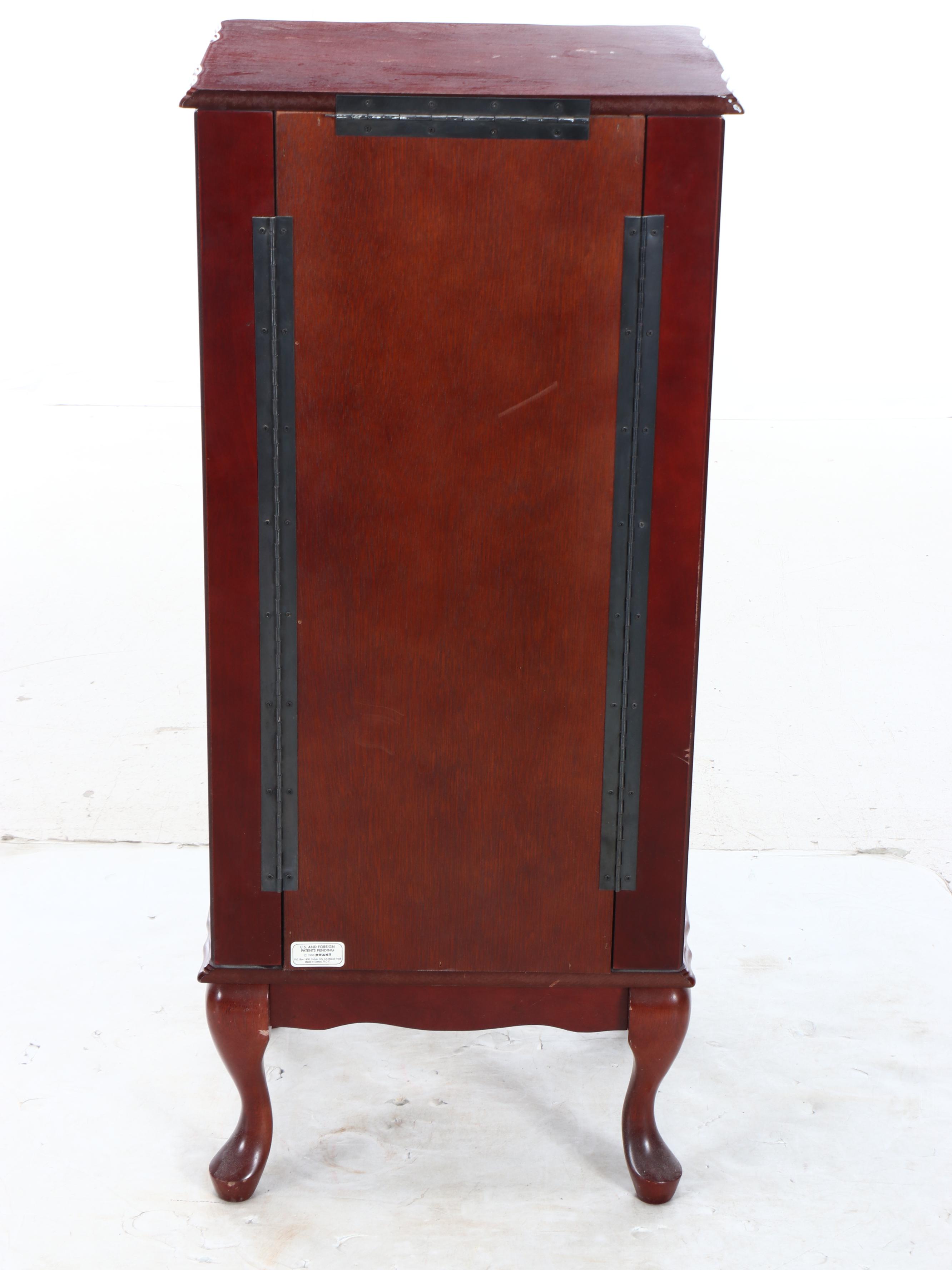Powell Queen Anne Style Mahogany Finish Wood Jewelry Armoire, 1988