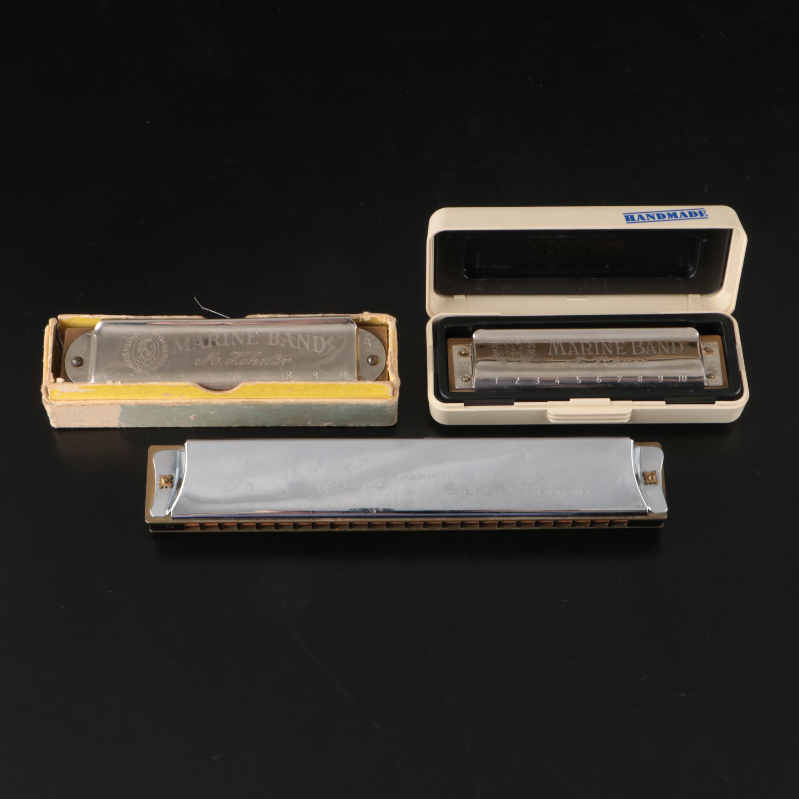 M. Hohner Marine Band and Hero Harmonicas