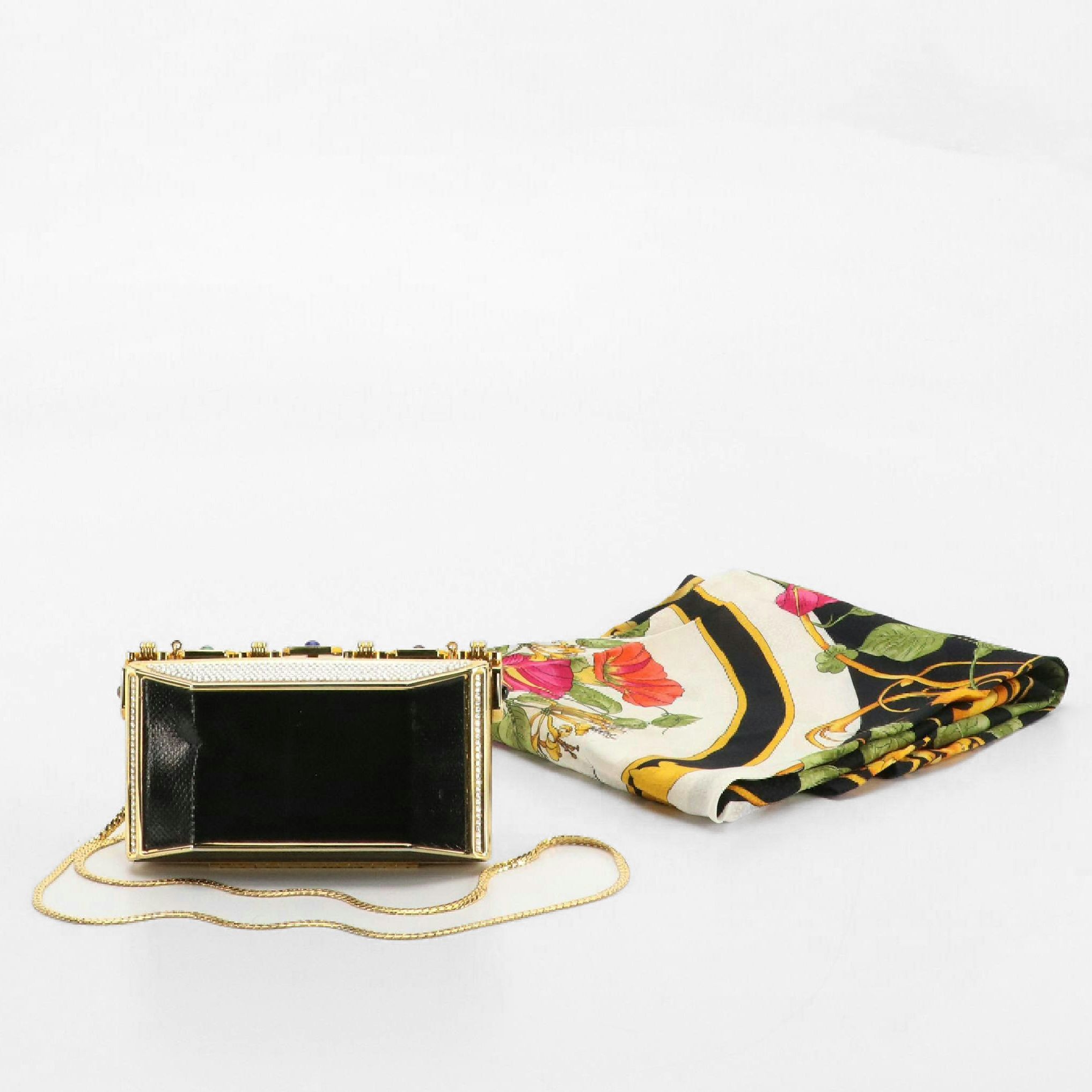 Eximious Of London Floral Silk Scarf and J. Tiras Embellished Minaudière
