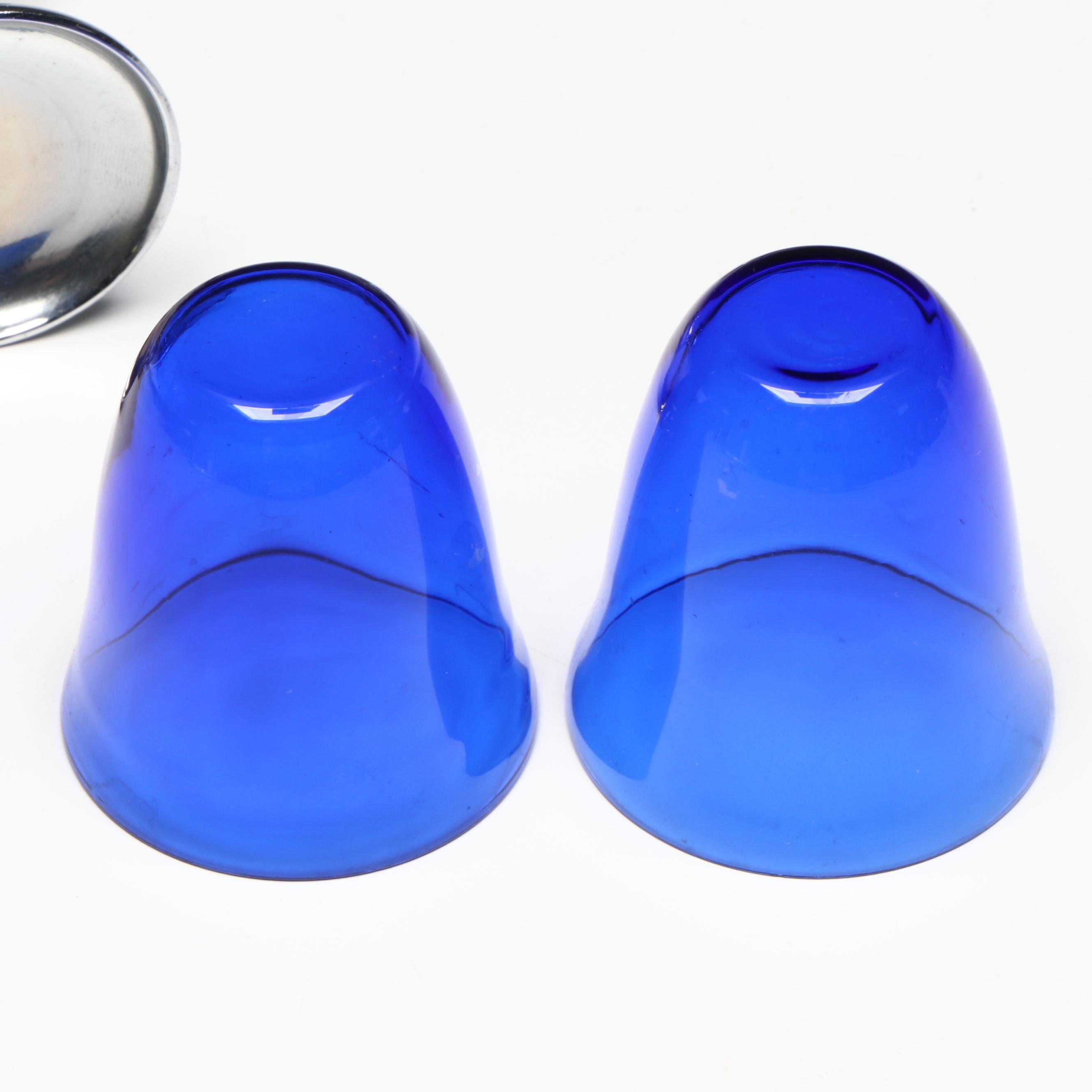 Japanese Metal Tray and Shot Glasses with Ceramic Vase and Buddha