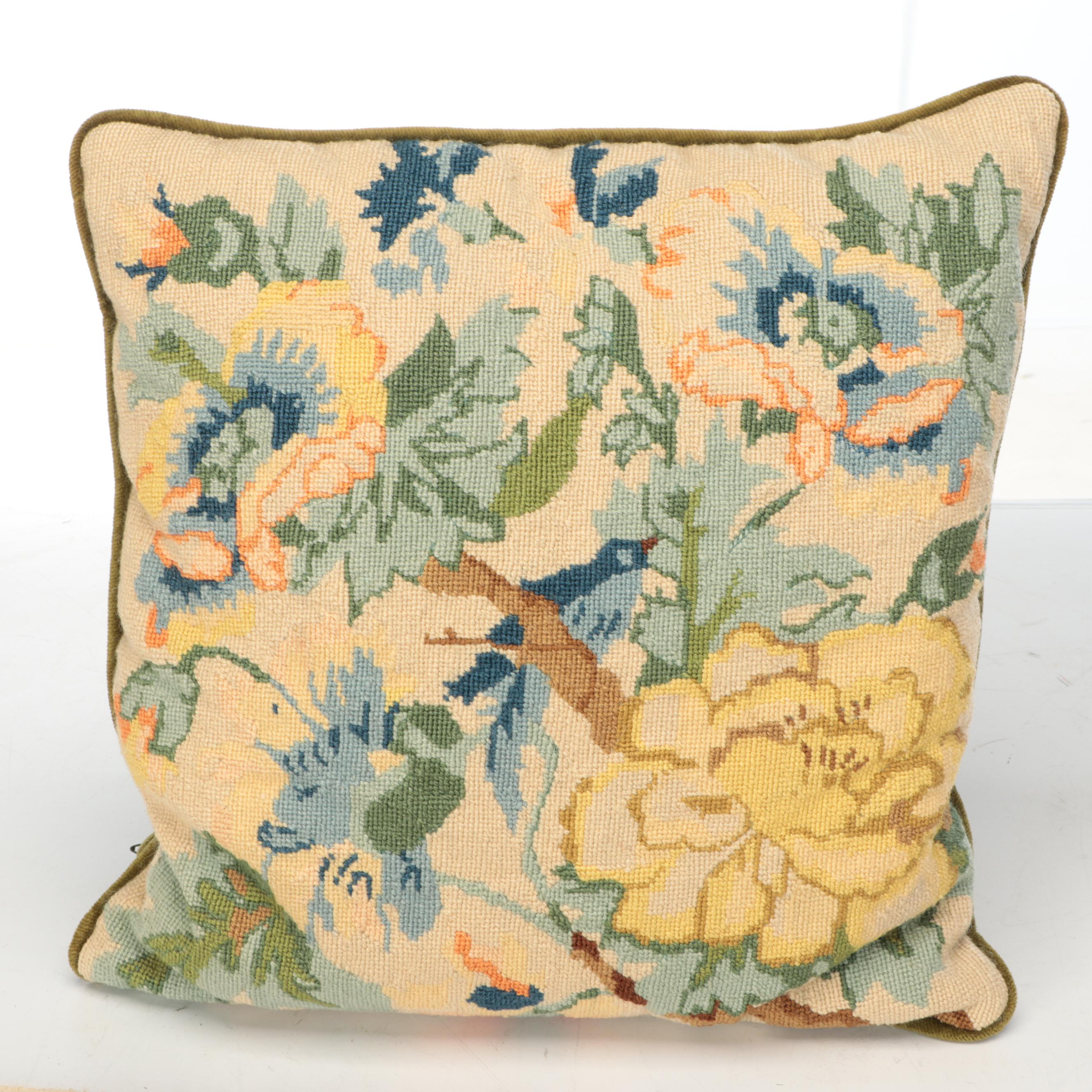 Hand-Stitched Bargello, Birds, Dogs & Turtle Needlepoint Pillows, Wall Panel