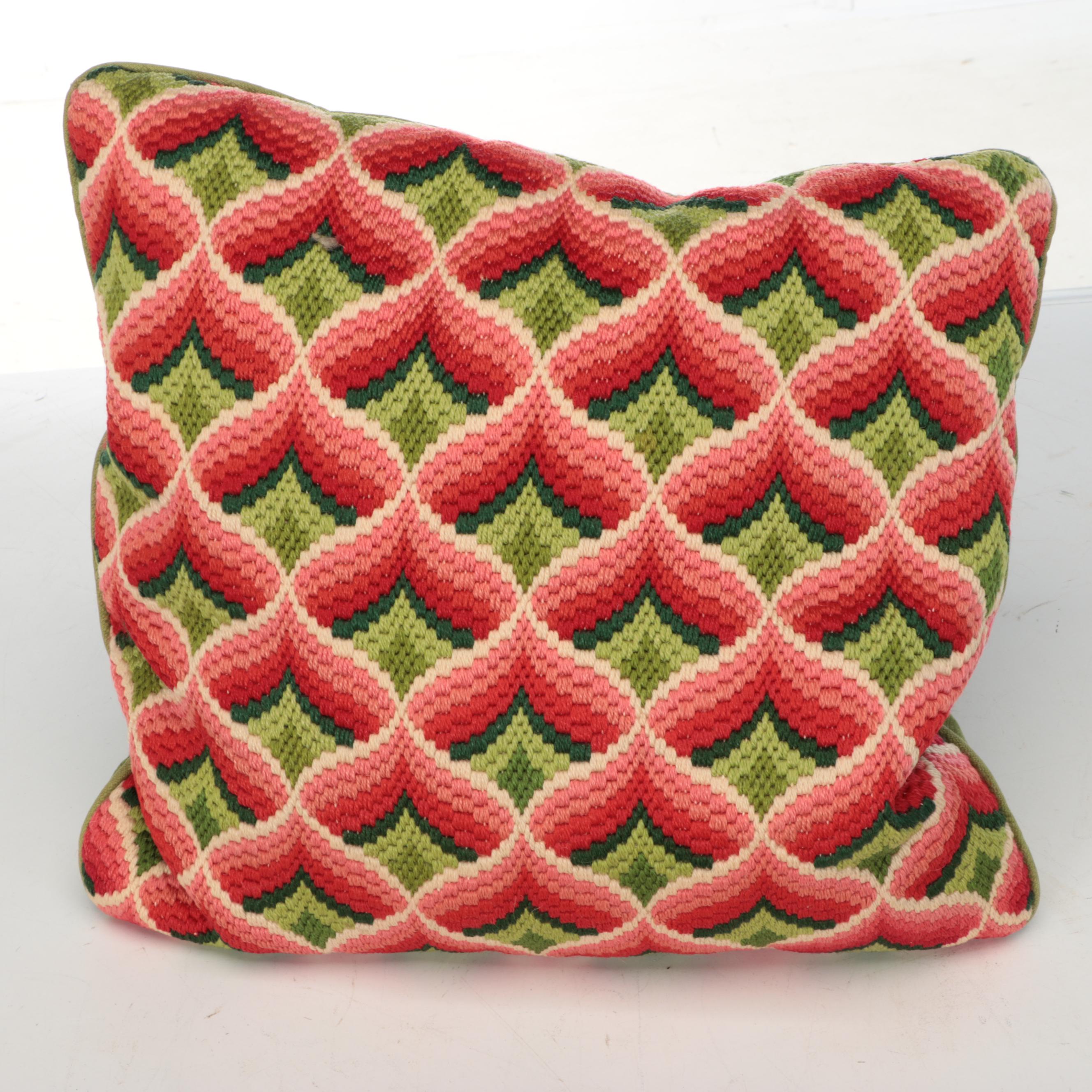 Hand-Stitched Bargello, Birds, Dogs & Turtle Needlepoint Pillows, Wall Panel