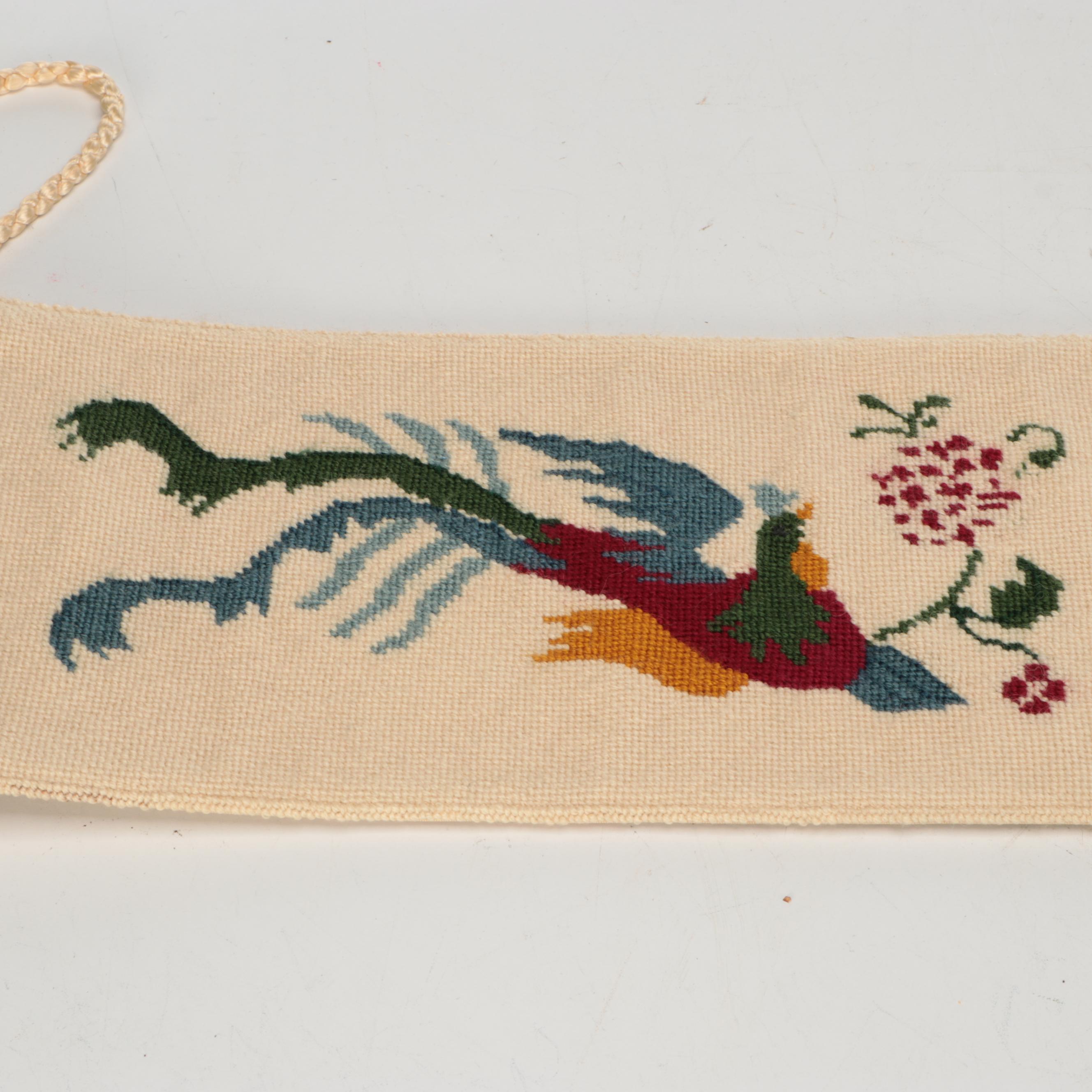 Hand-Stitched Bargello, Birds, Dogs & Turtle Needlepoint Pillows, Wall Panel