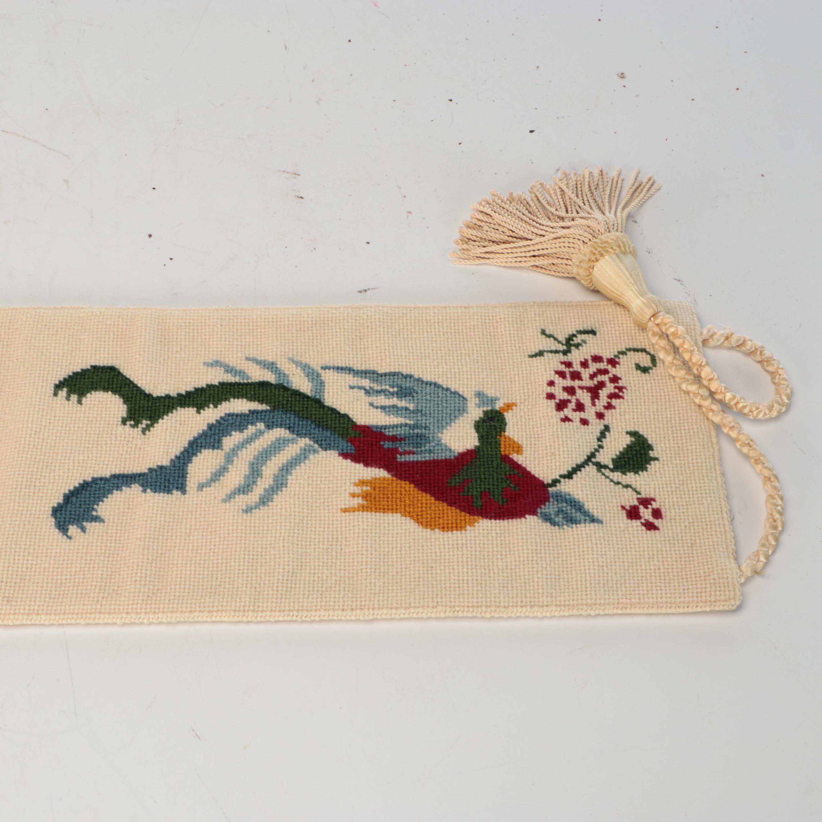 Hand-Stitched Bargello, Birds, Dogs & Turtle Needlepoint Pillows, Wall Panel