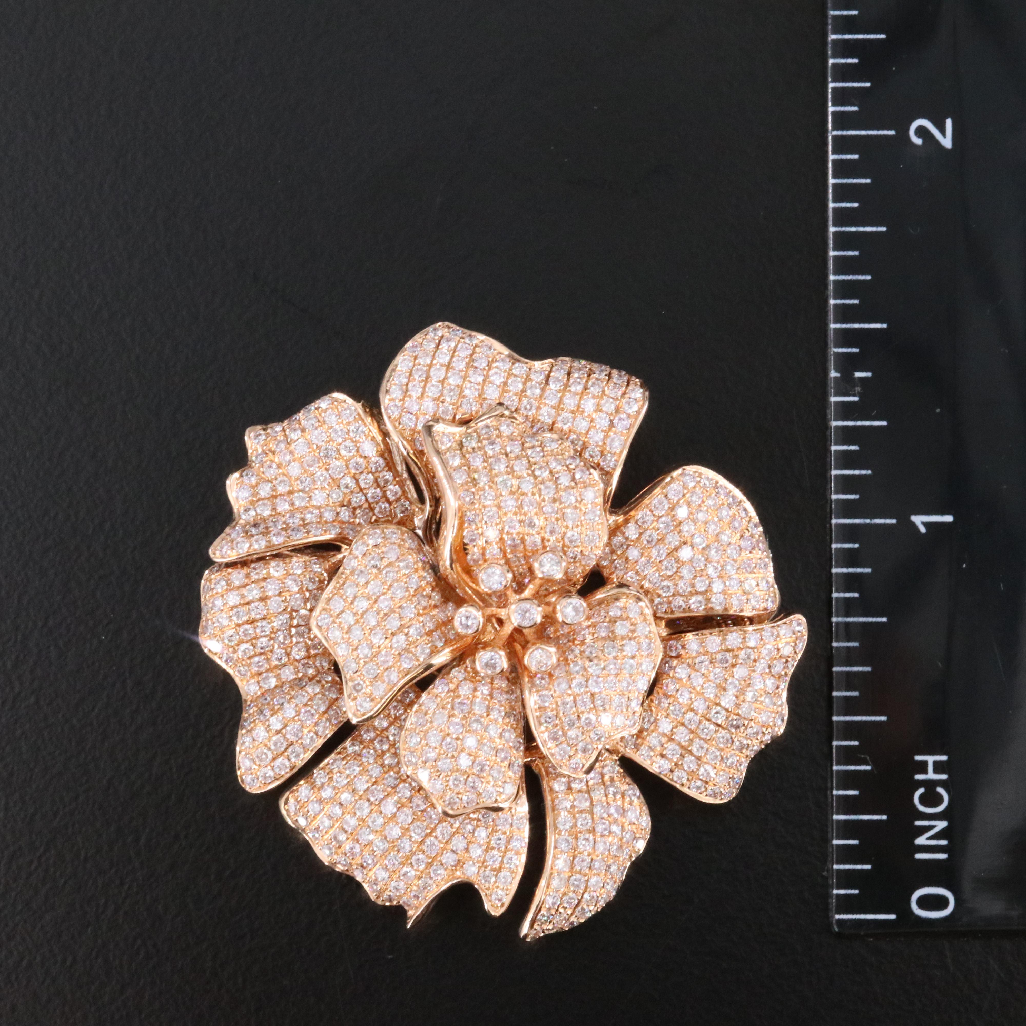 18K Rose Gold 3.08 CTW Diamond and Faint Pink Diamond Pavé Converter Brooch