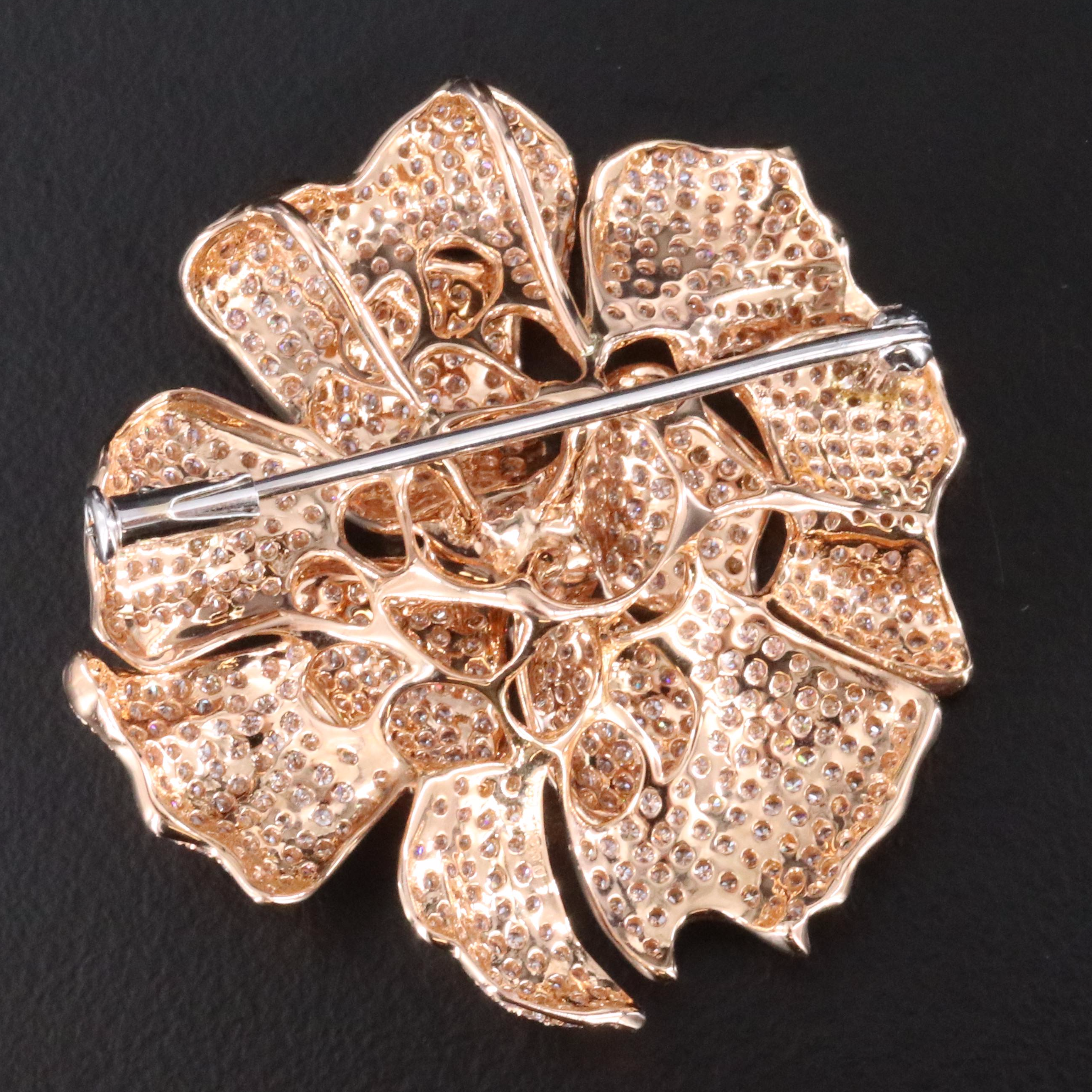 18K Rose Gold 3.08 CTW Diamond and Faint Pink Diamond Pavé Converter Brooch