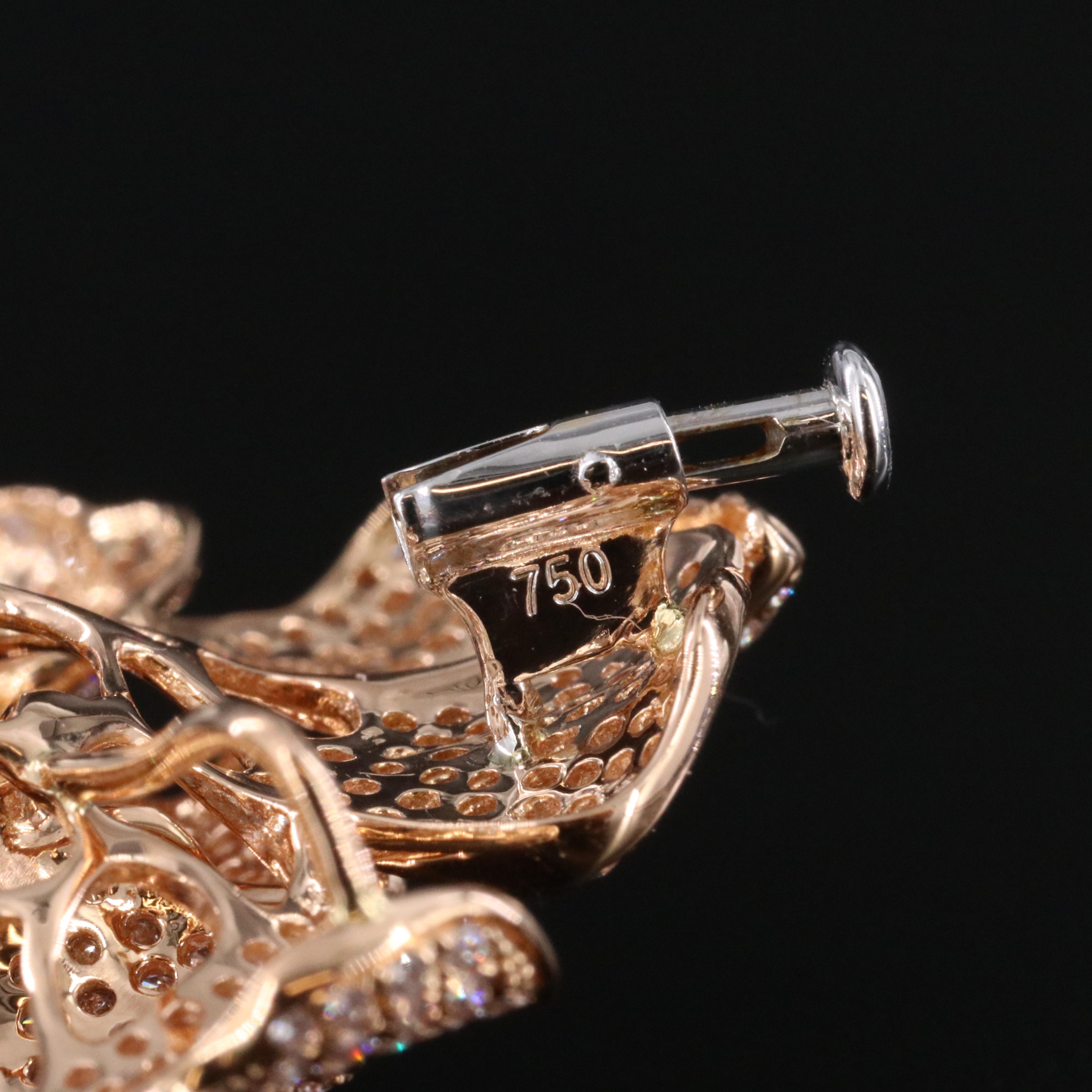 18K Rose Gold 3.08 CTW Diamond and Faint Pink Diamond Pavé Converter Brooch