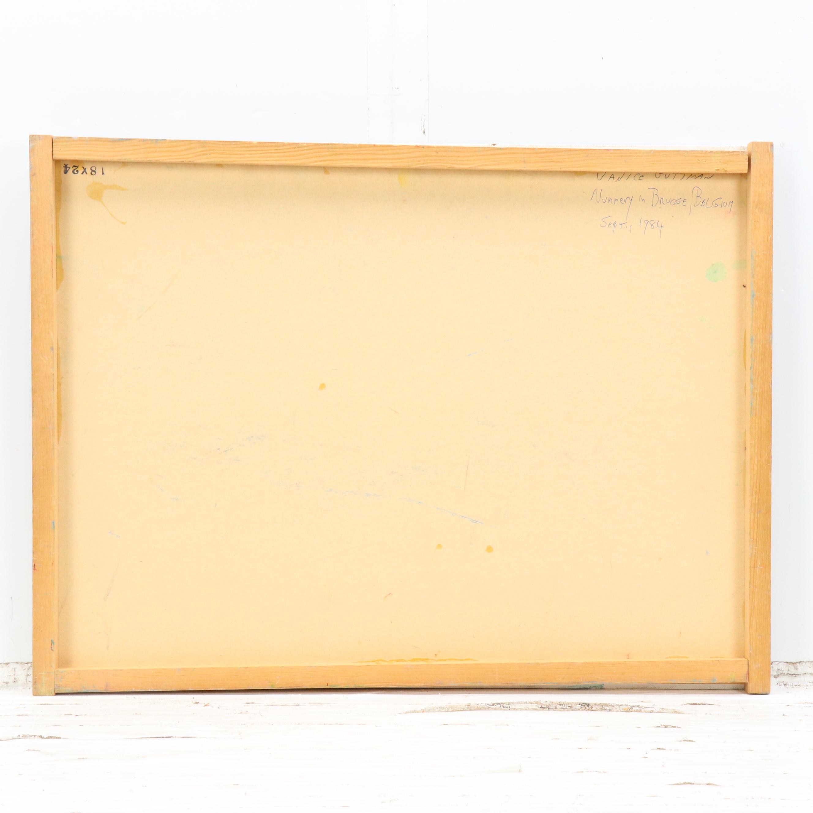 Janice Guttman Acrylic Painting "Nunnery in Brugge, Belgium, 1984," 1990