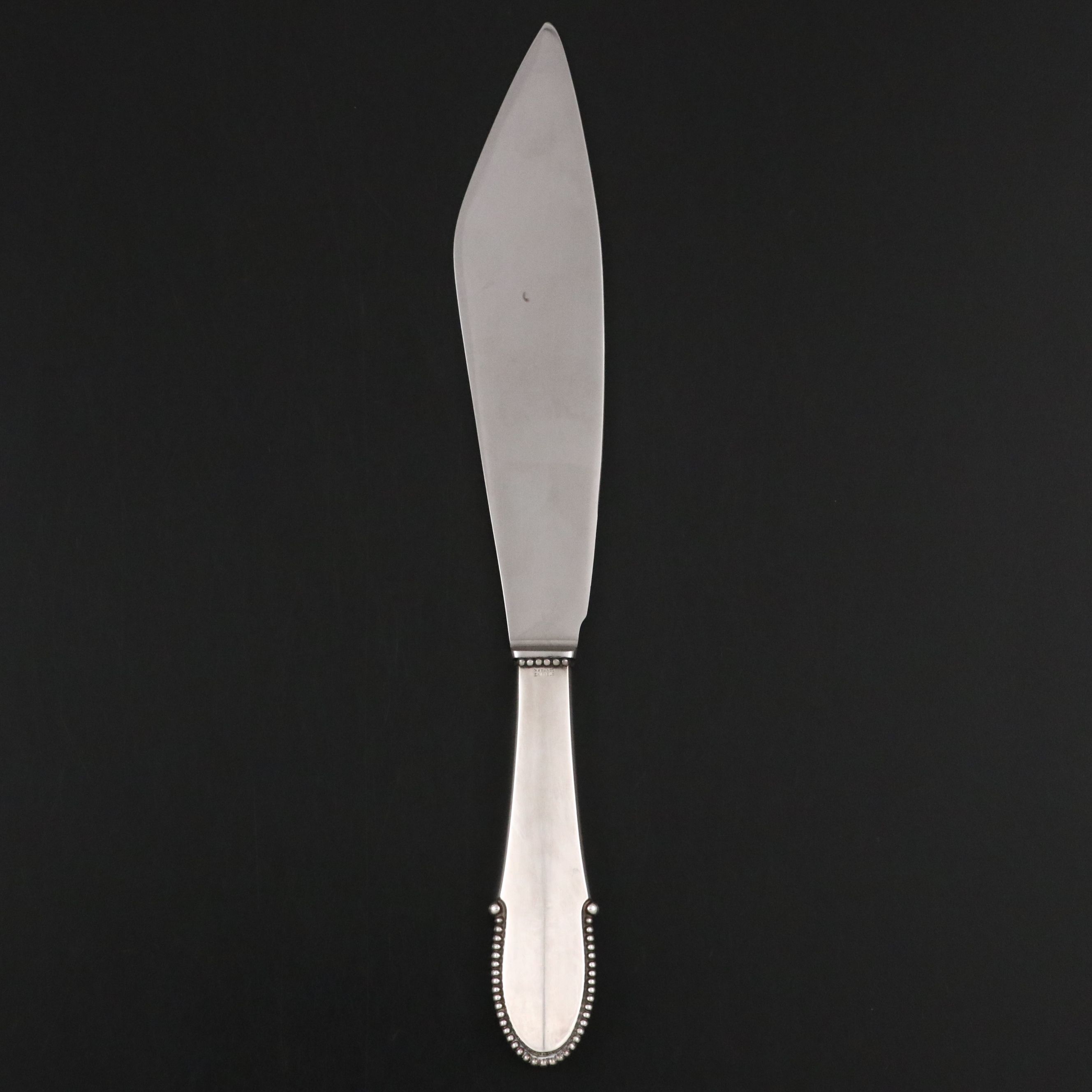 Georg Jensen "Beaded" Stainless Steel and Sterling Handled Cake Knife