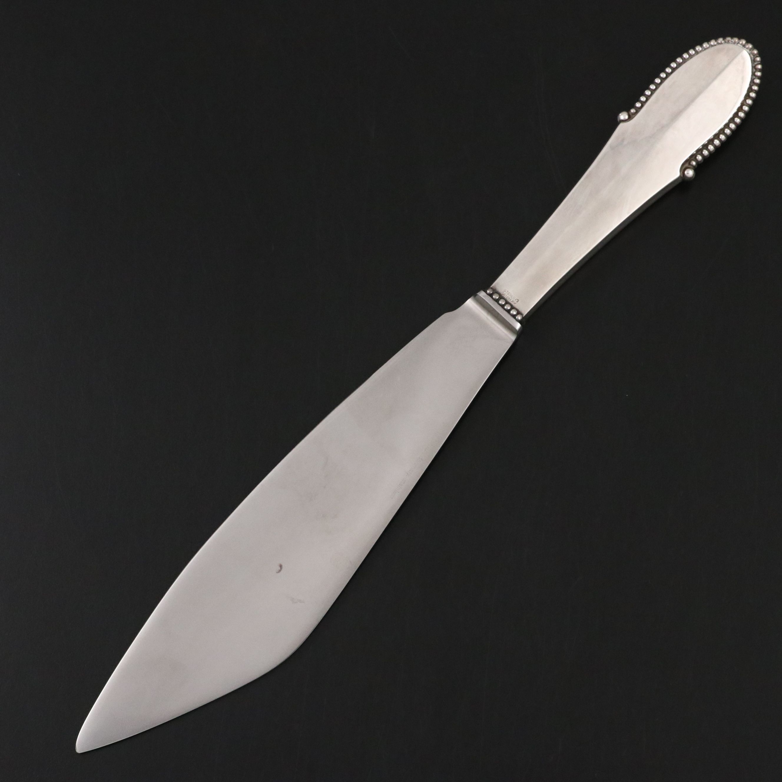 Georg Jensen "Beaded" Stainless Steel and Sterling Handled Cake Knife