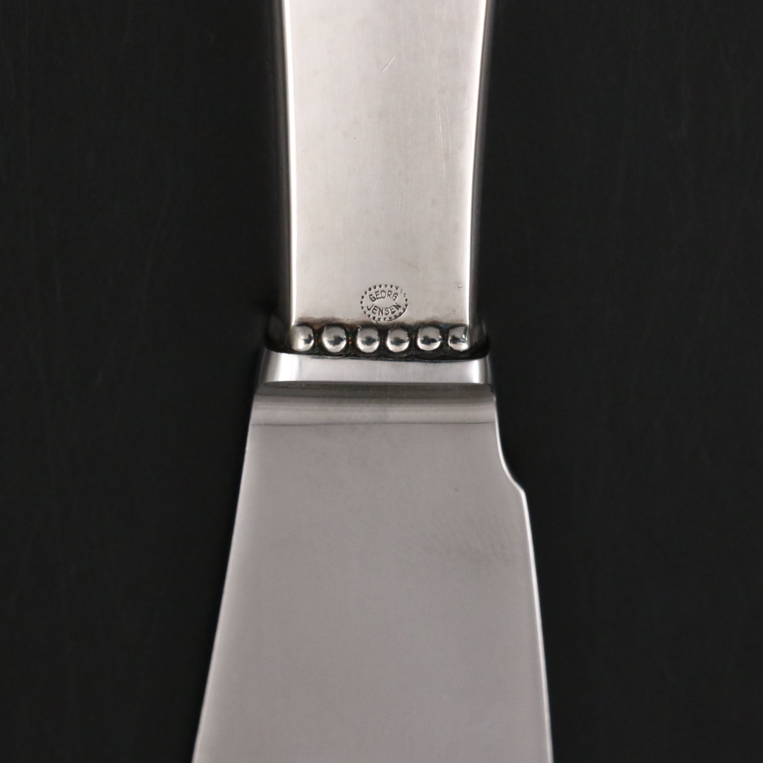 Georg Jensen "Beaded" Stainless Steel and Sterling Handled Cake Knife