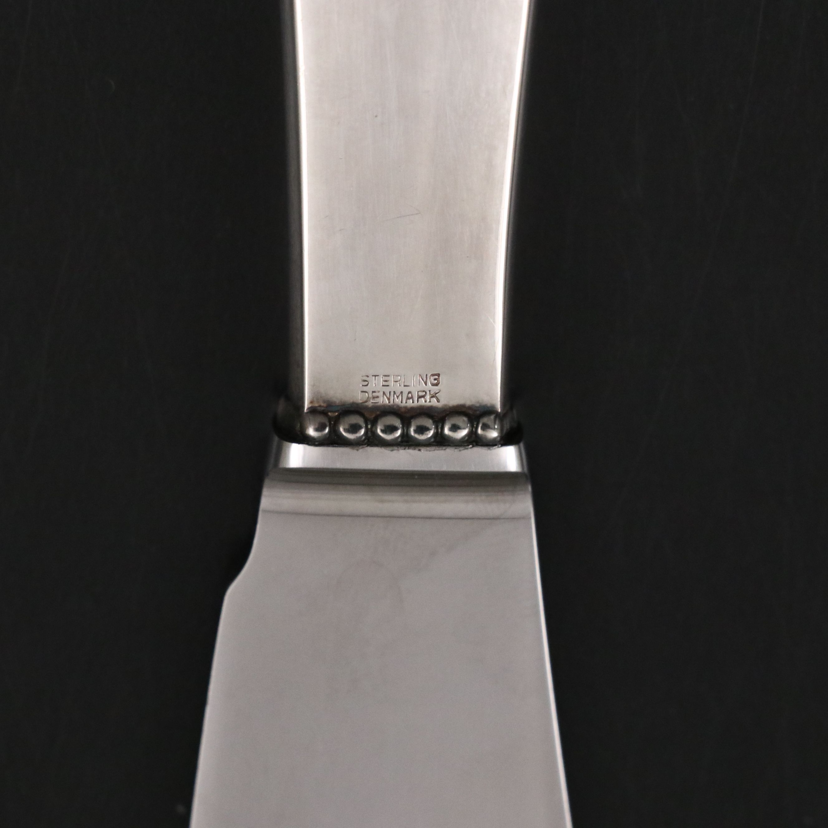 Georg Jensen "Beaded" Stainless Steel and Sterling Handled Cake Knife