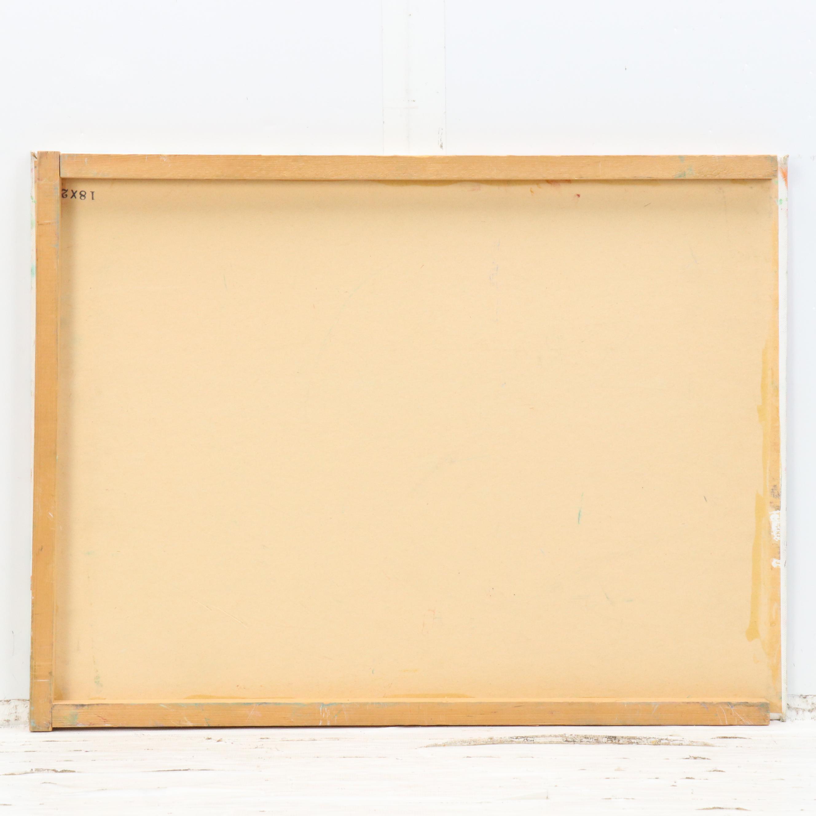 Janice Guttman Acrylic Painting of Stylized Daisies and Other Flowers, 1992