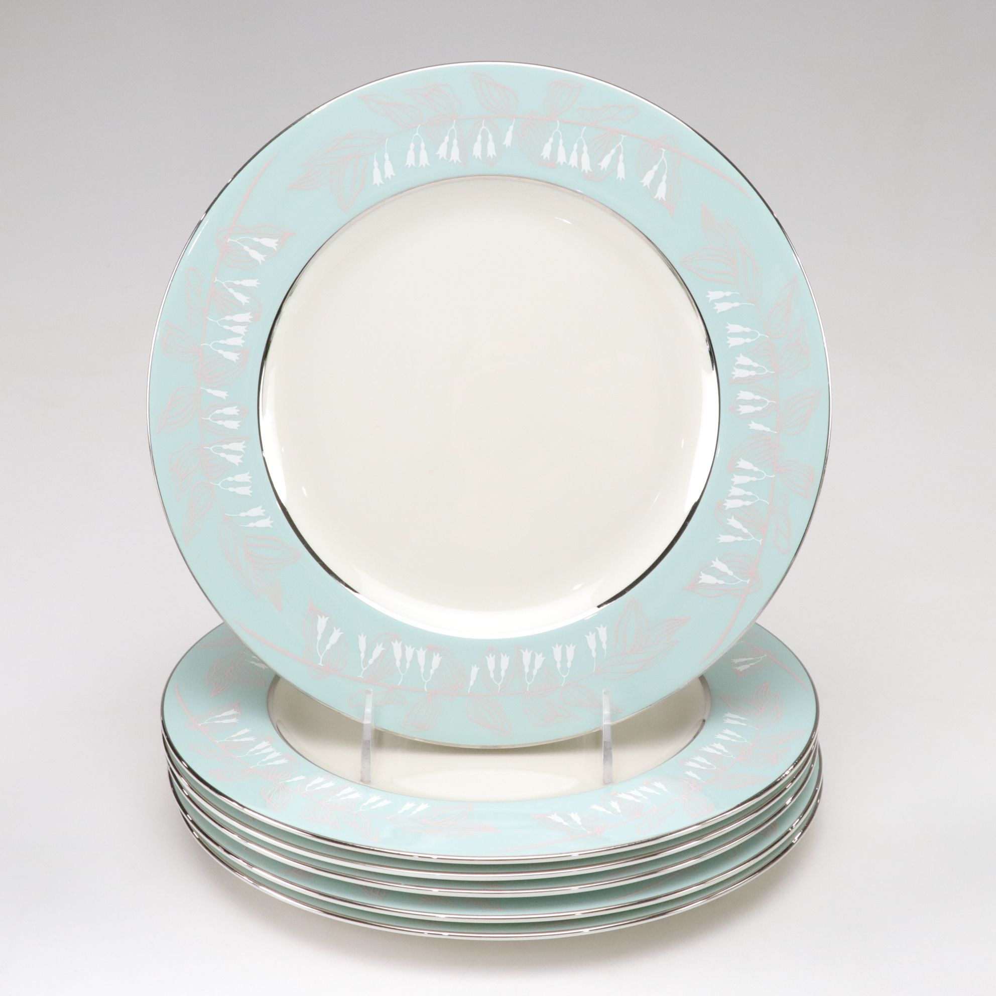 Nancy Prentiss "Foxhall" Platinum Trim Porcelain Dinnerware Set for Six