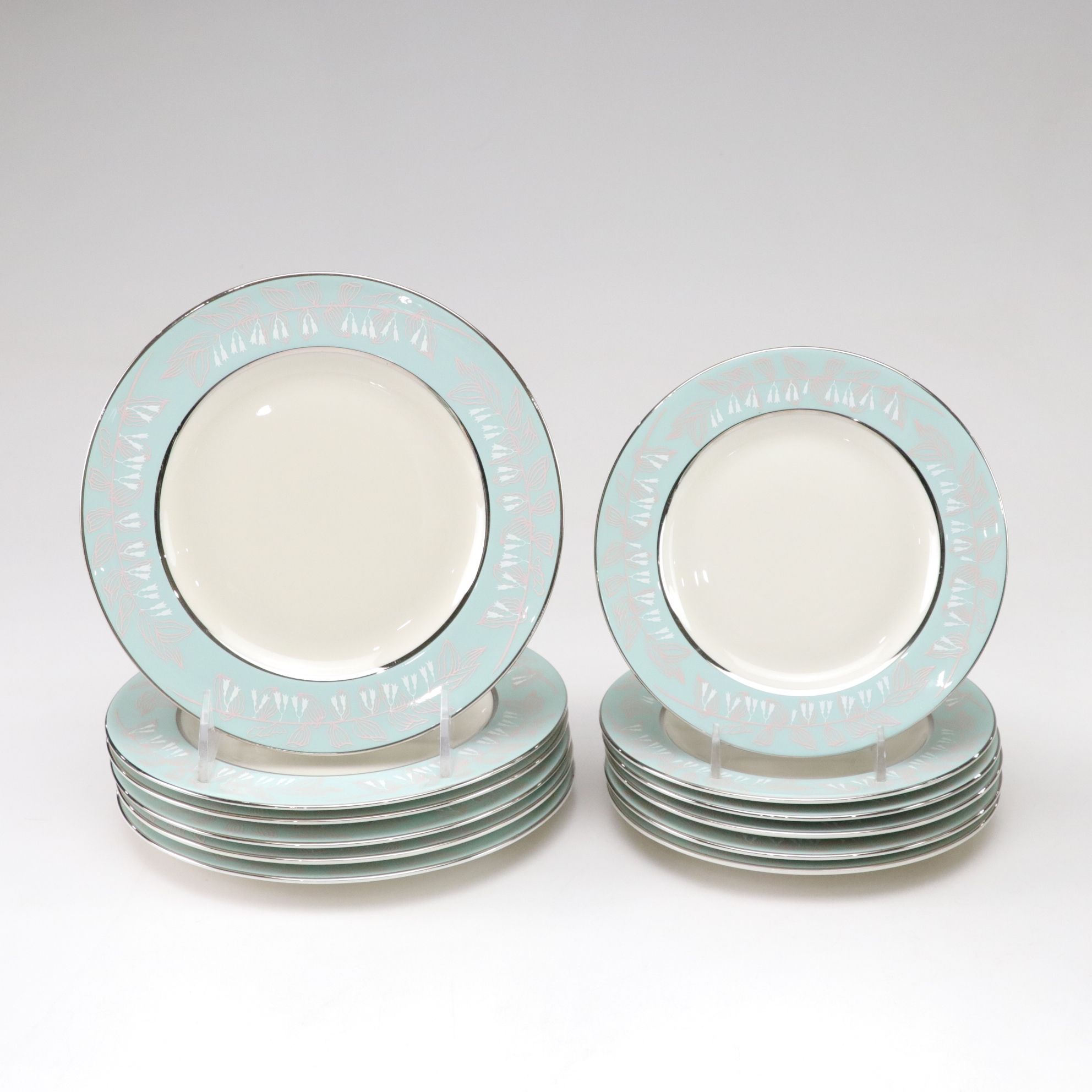 Nancy Prentiss "Foxhall" Platinum Trim Porcelain Dinnerware Set for Six