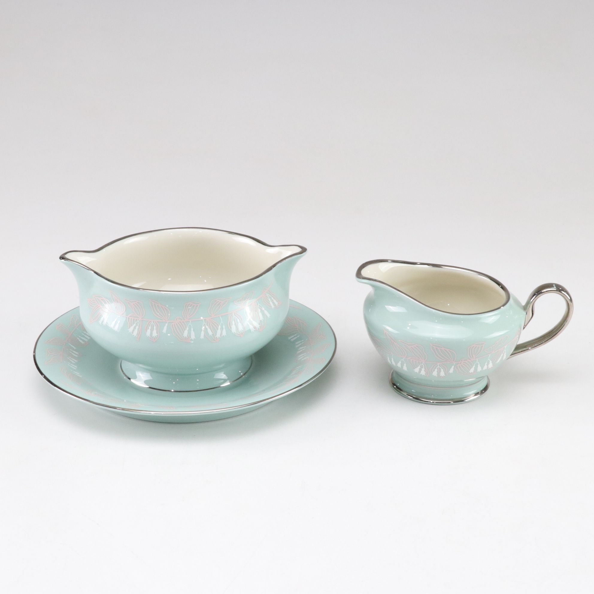 Nancy Prentiss "Foxhall" Platinum Trim Porcelain Dinnerware Set for Six