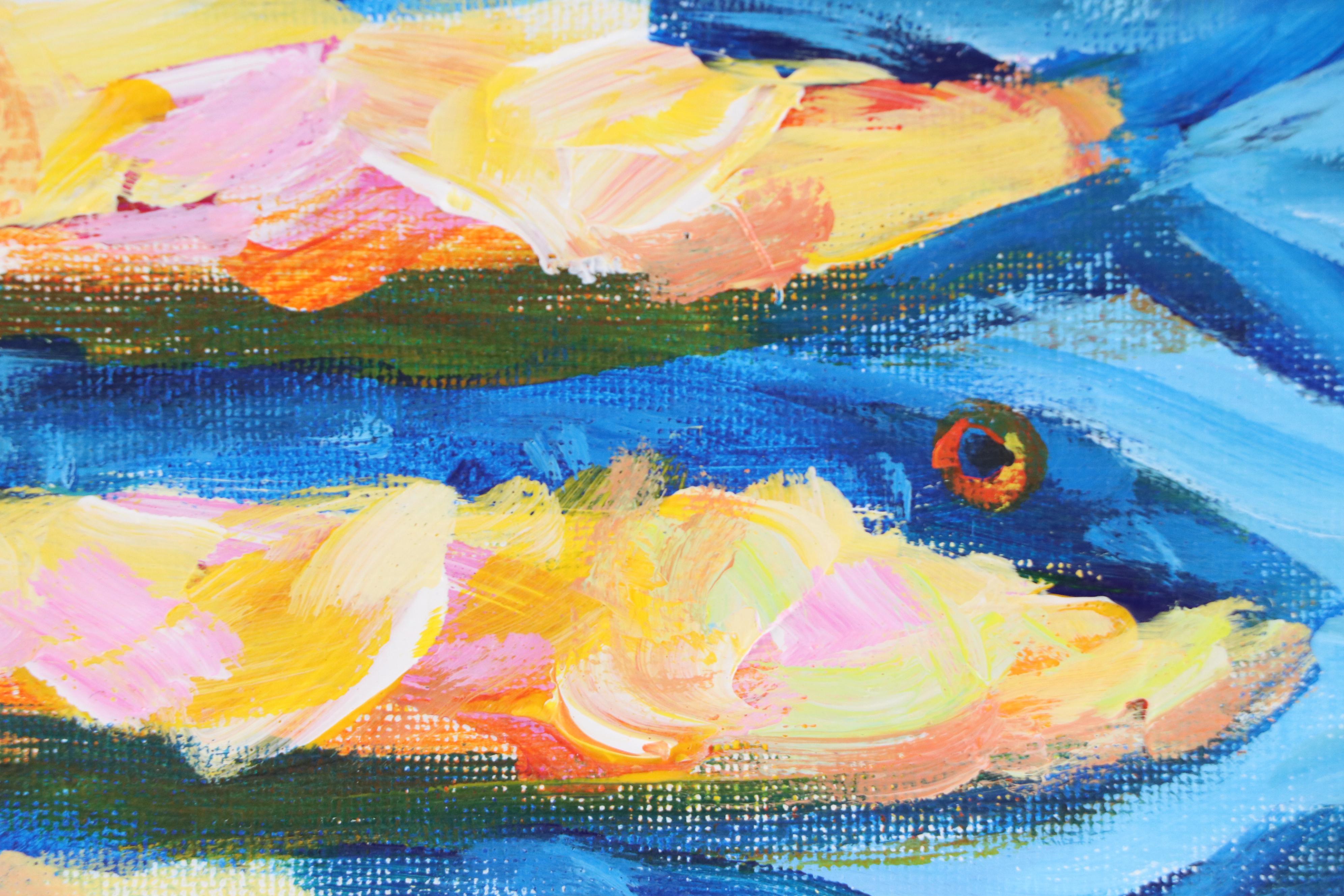 Elle Raines Stylized Acrylic Painting "Sardines," 21st Century