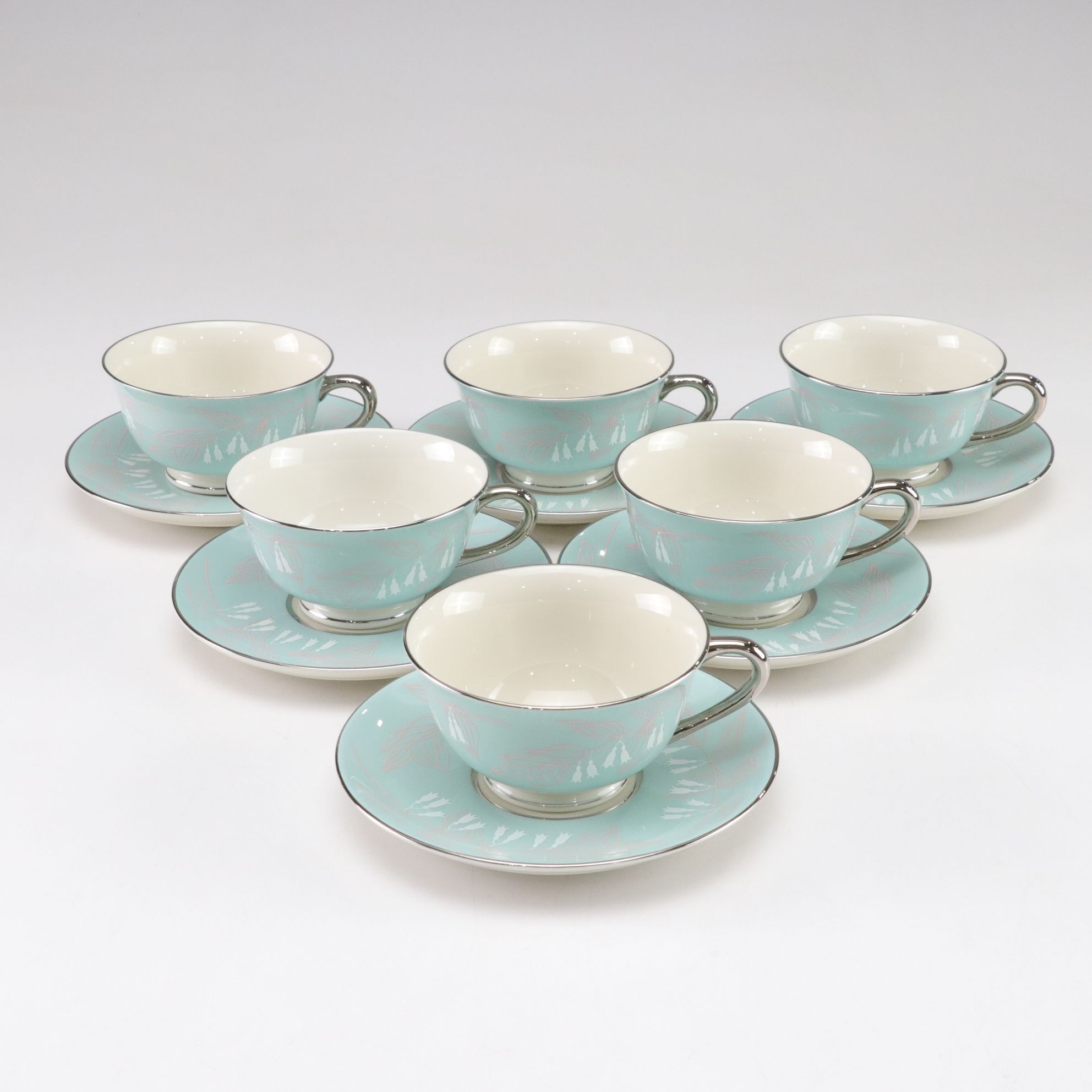 Nancy Prentiss "Foxhall" Platinum Trim Porcelain Dinnerware Set for Six