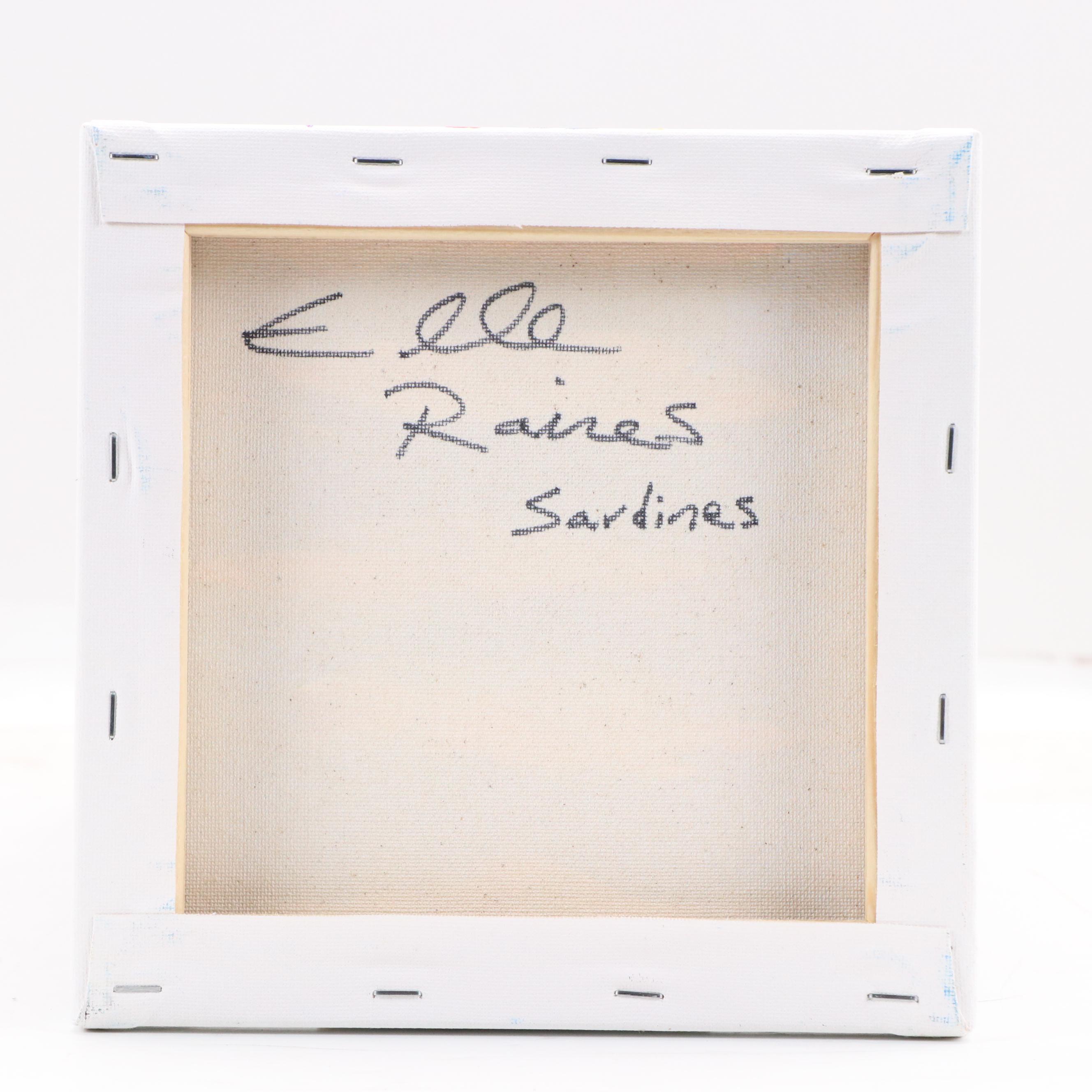 Elle Raines Stylized Acrylic Painting "Sardines," 21st Century