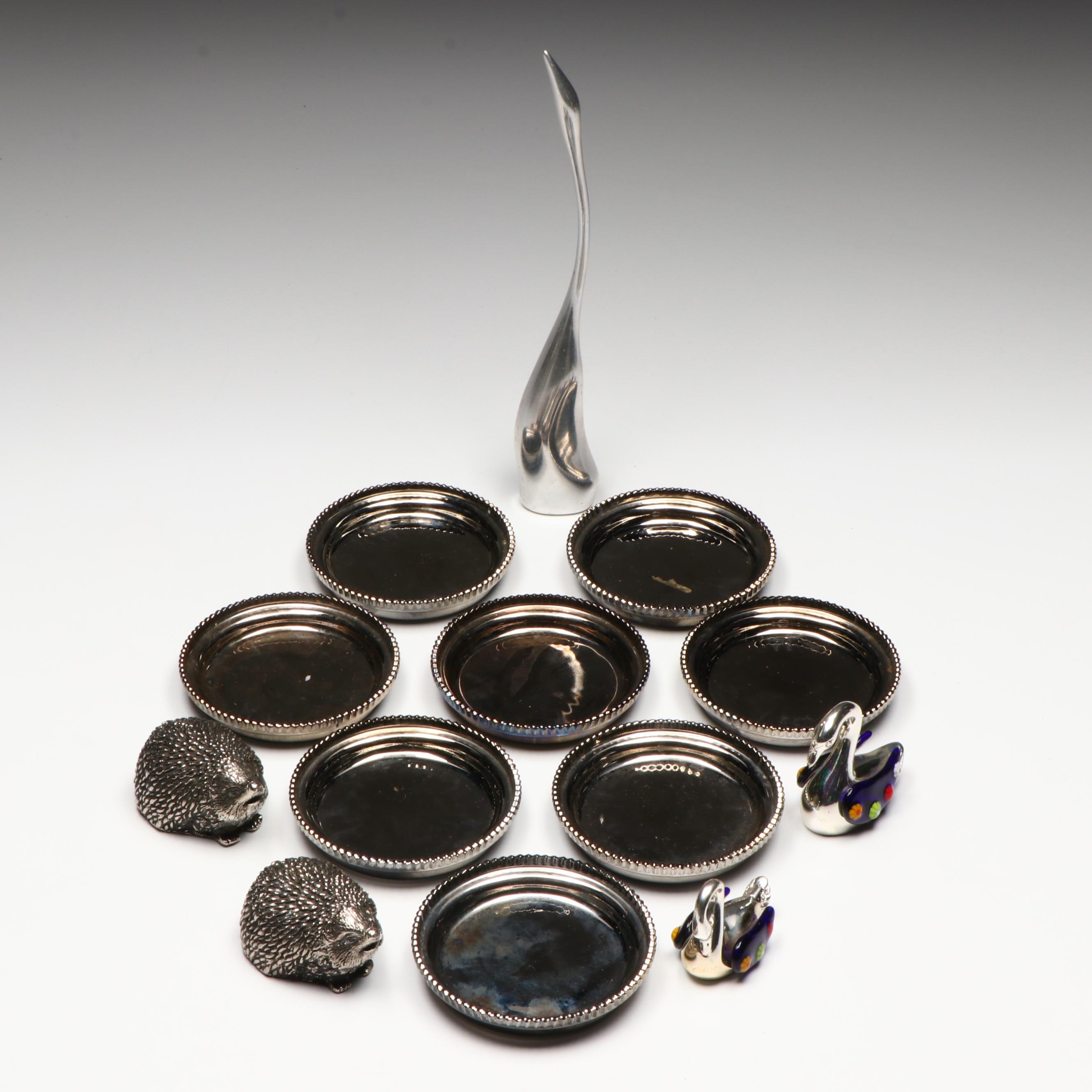 Hoselton Abstract Metal Goose with Italian Glass-Winged Swans and More