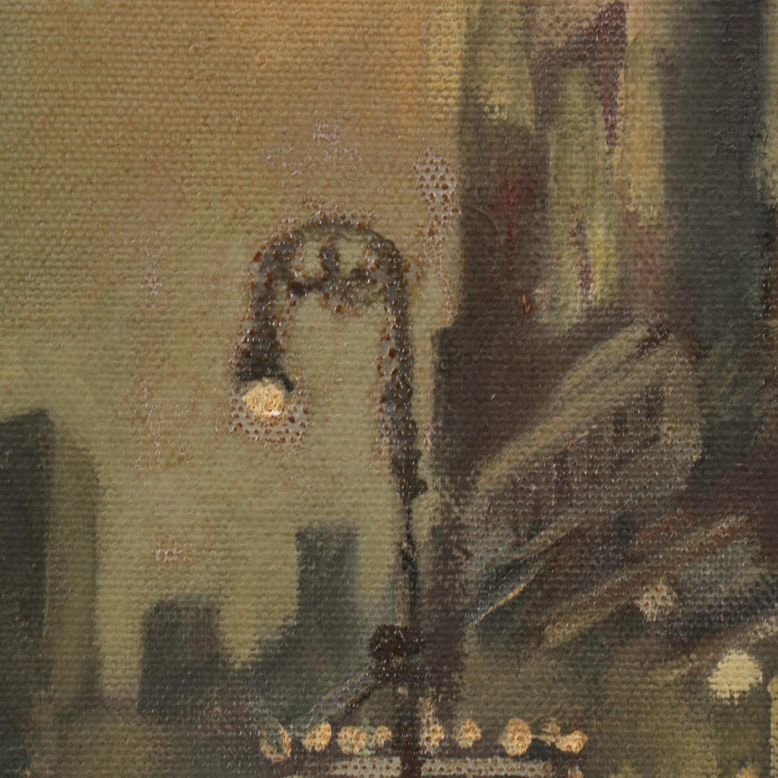 J. Miller Impressionist Style Oil Painting "Evening on the Avenue," 1952