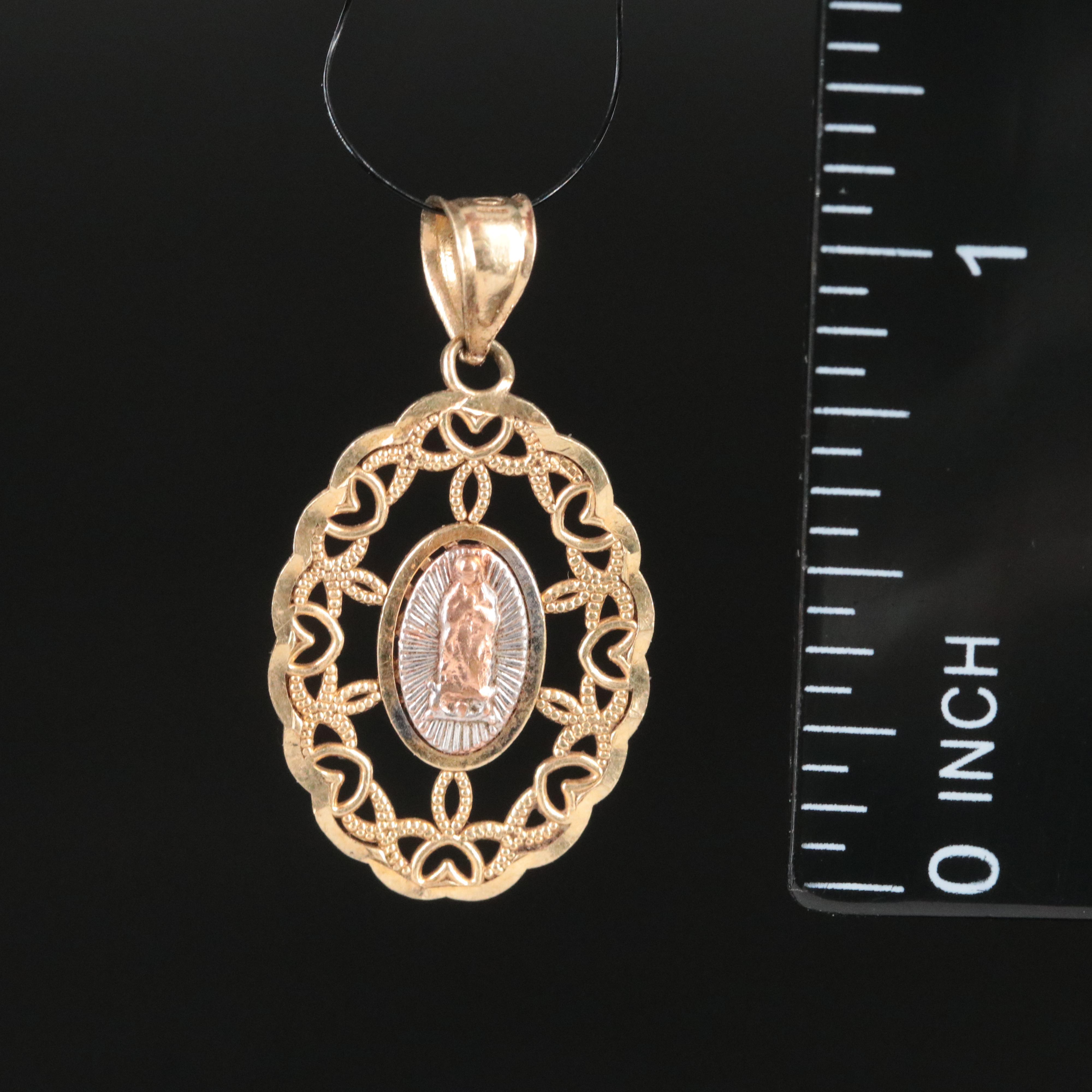 10K Tri-Color Our Lady of Guadalupe  Pendant