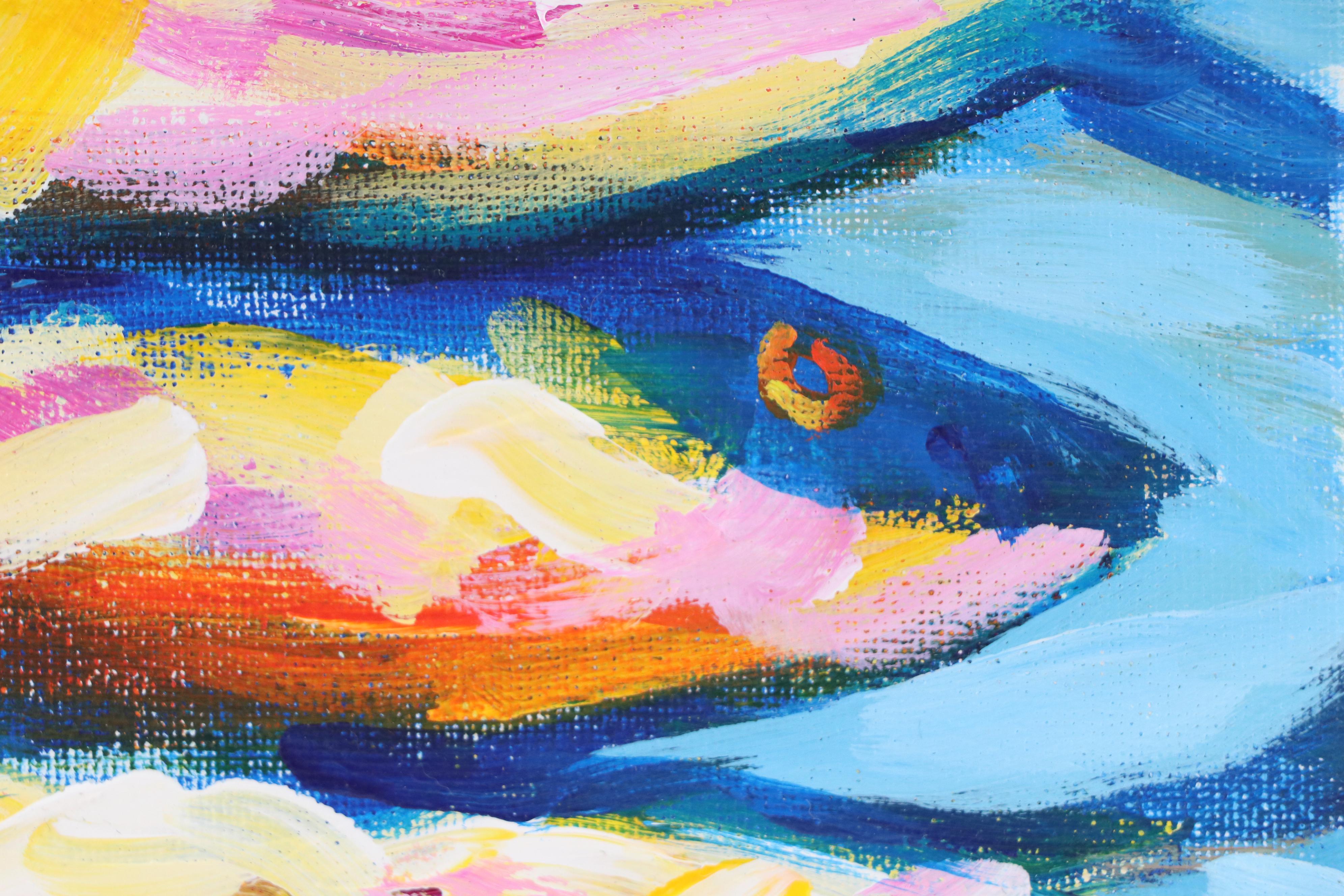 Elle Raines Stylized Acrylic Painting "Sardines," 21st Century