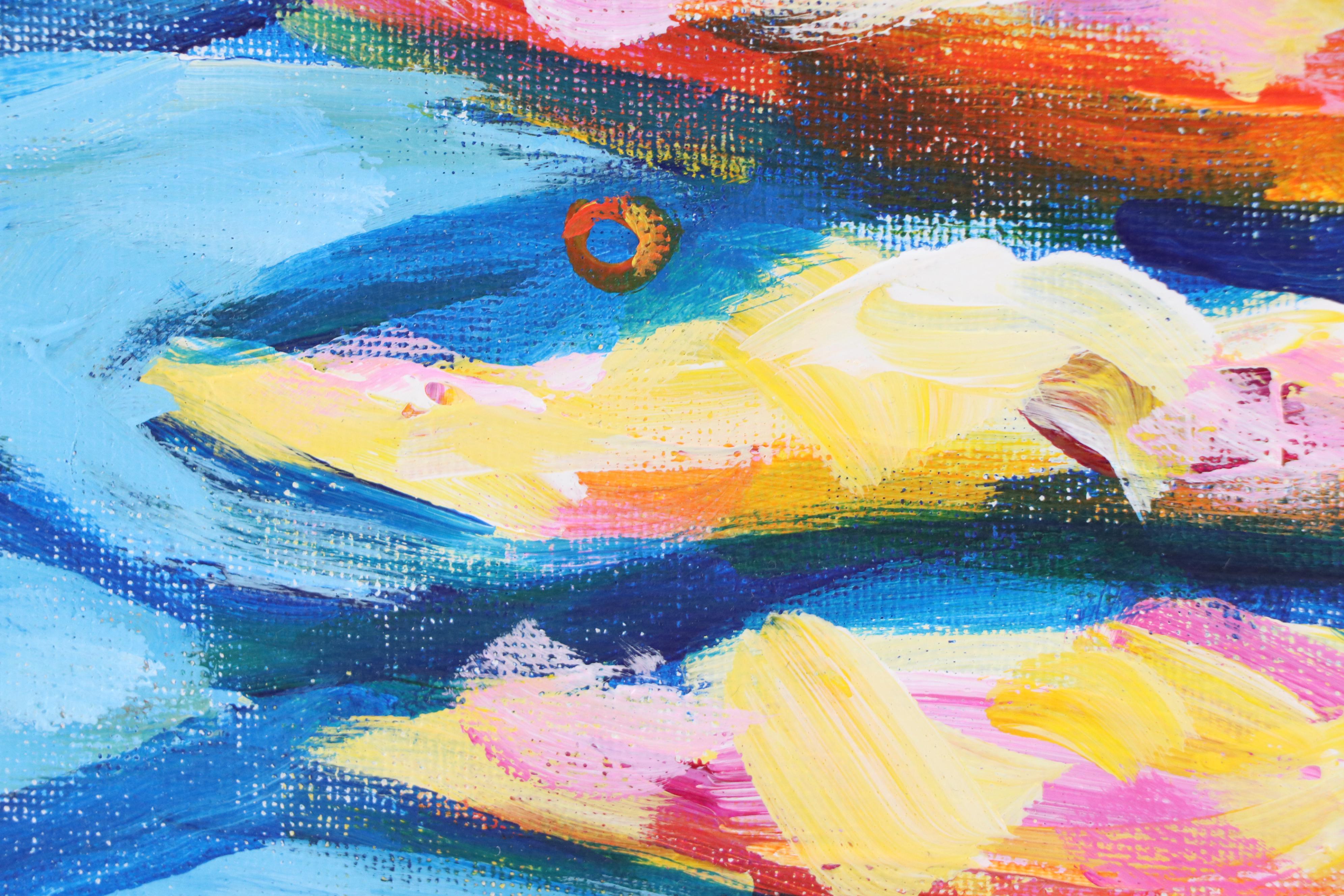 Elle Raines Stylized Acrylic Painting "Sardines," 21st Century