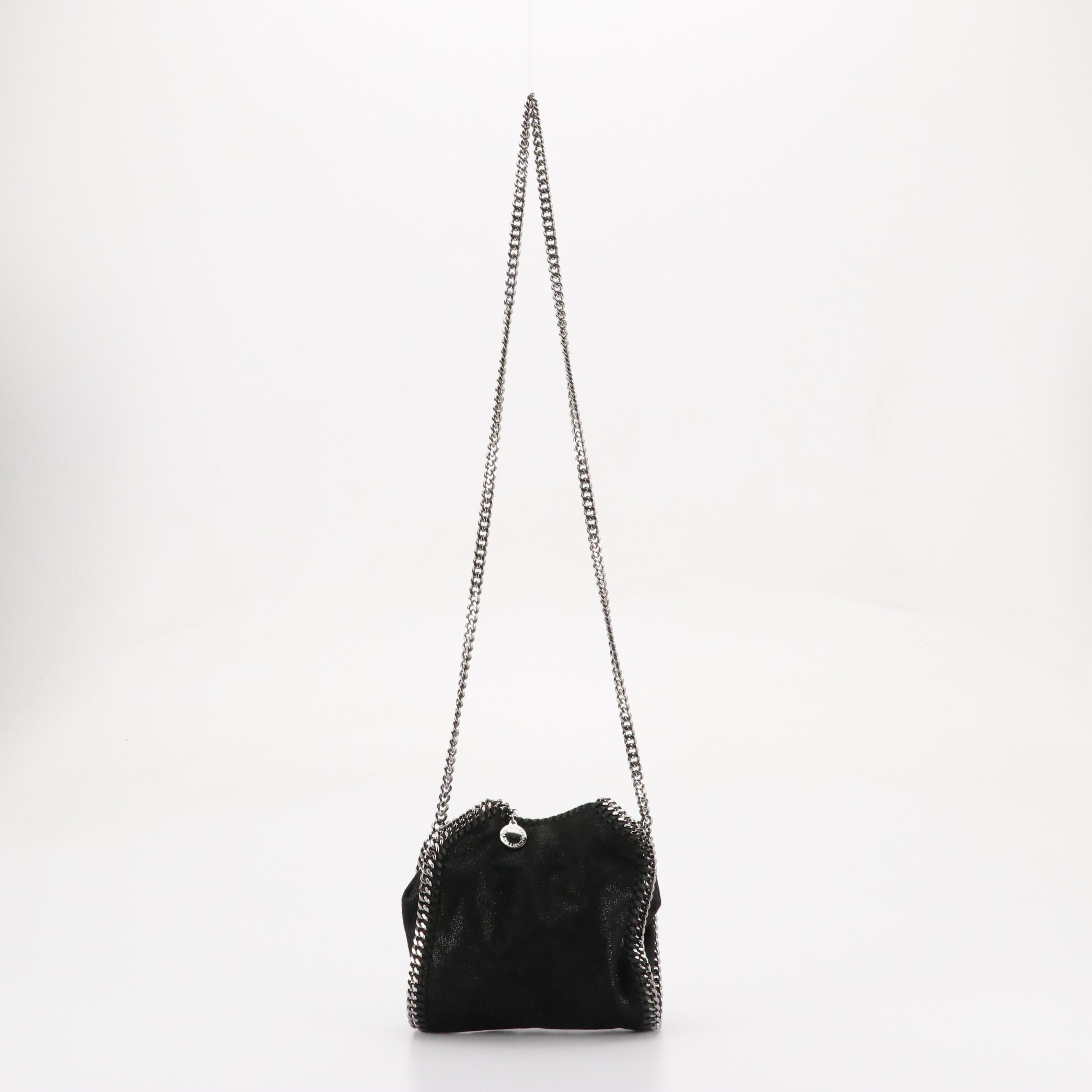 Stella McCartney Mini Falabella Chain Bag in Black Shaggy Deer Faux-Leather