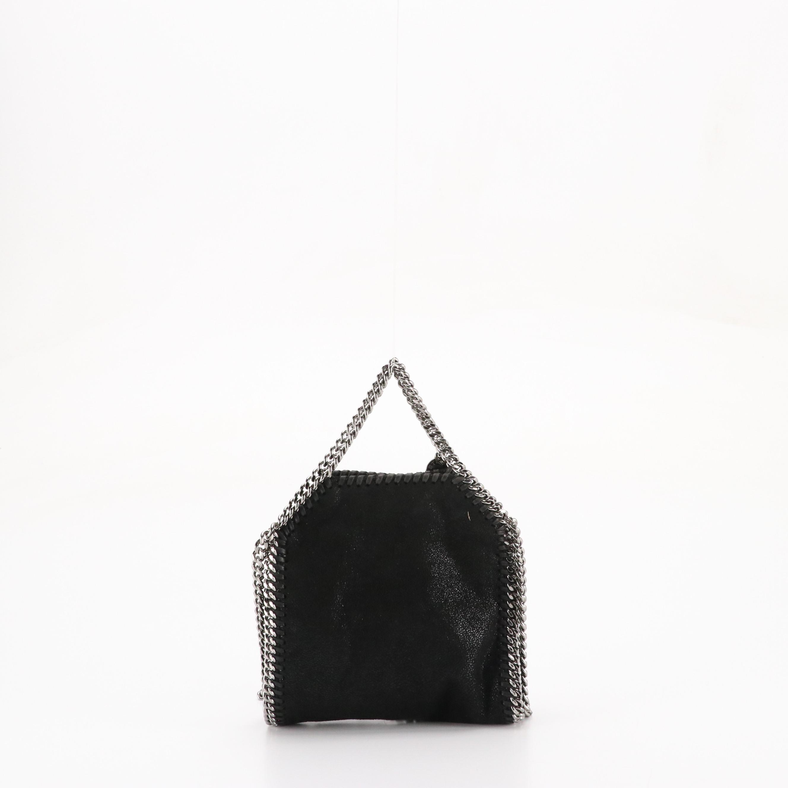 Stella McCartney Mini Falabella Chain Bag in Black Shaggy Deer Faux-Leather
