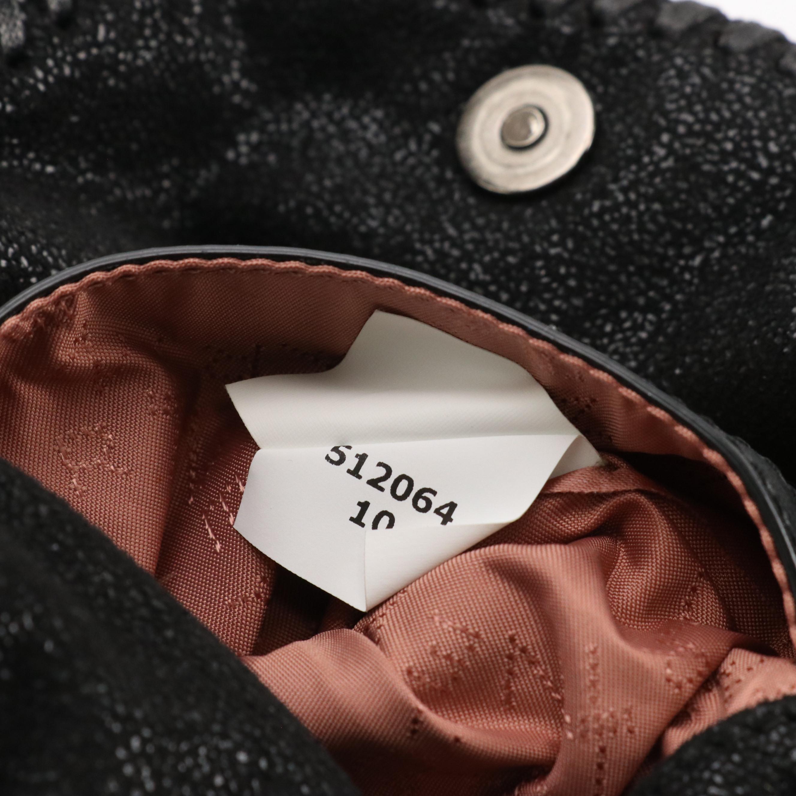 Stella McCartney Mini Falabella Chain Bag in Black Shaggy Deer Faux-Leather