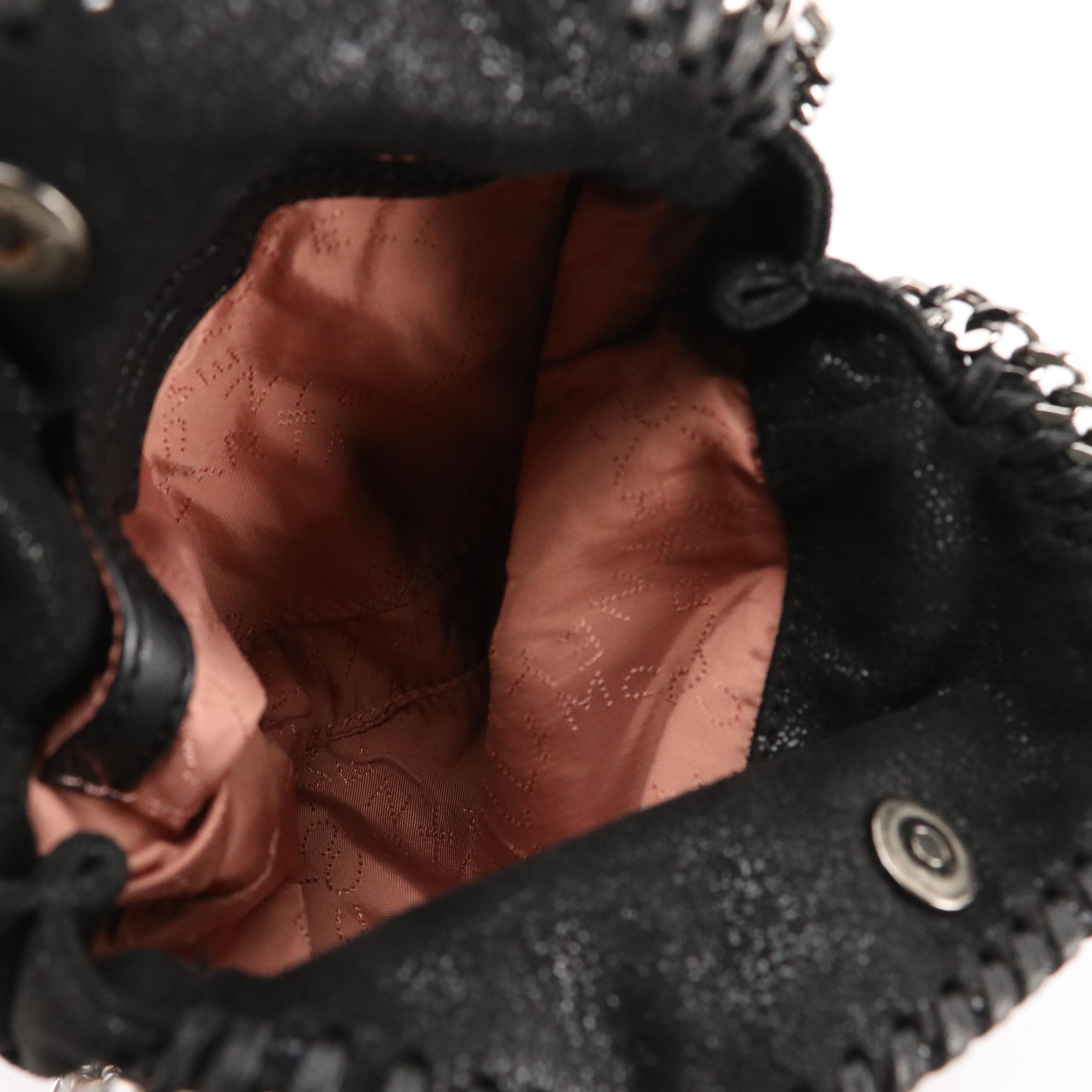 Stella McCartney Mini Falabella Chain Bag in Black Shaggy Deer Faux-Leather