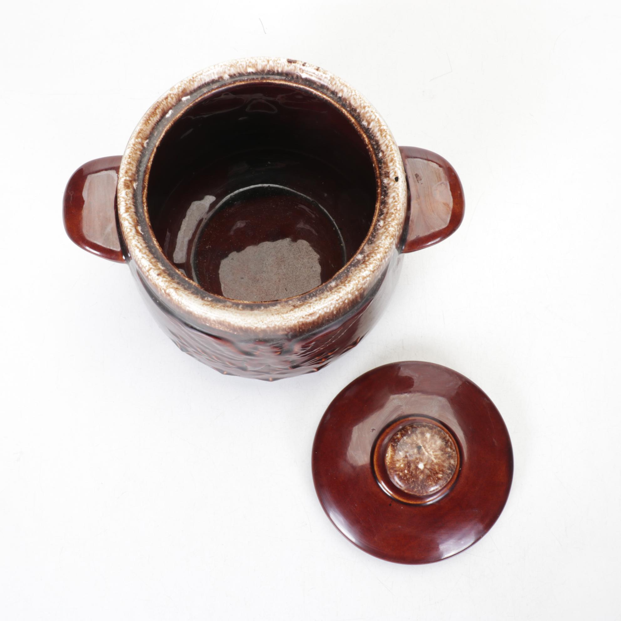 Hull Pottery Bicentennial Bean Pot with Reed & Barton Silver Plate Butter Dish